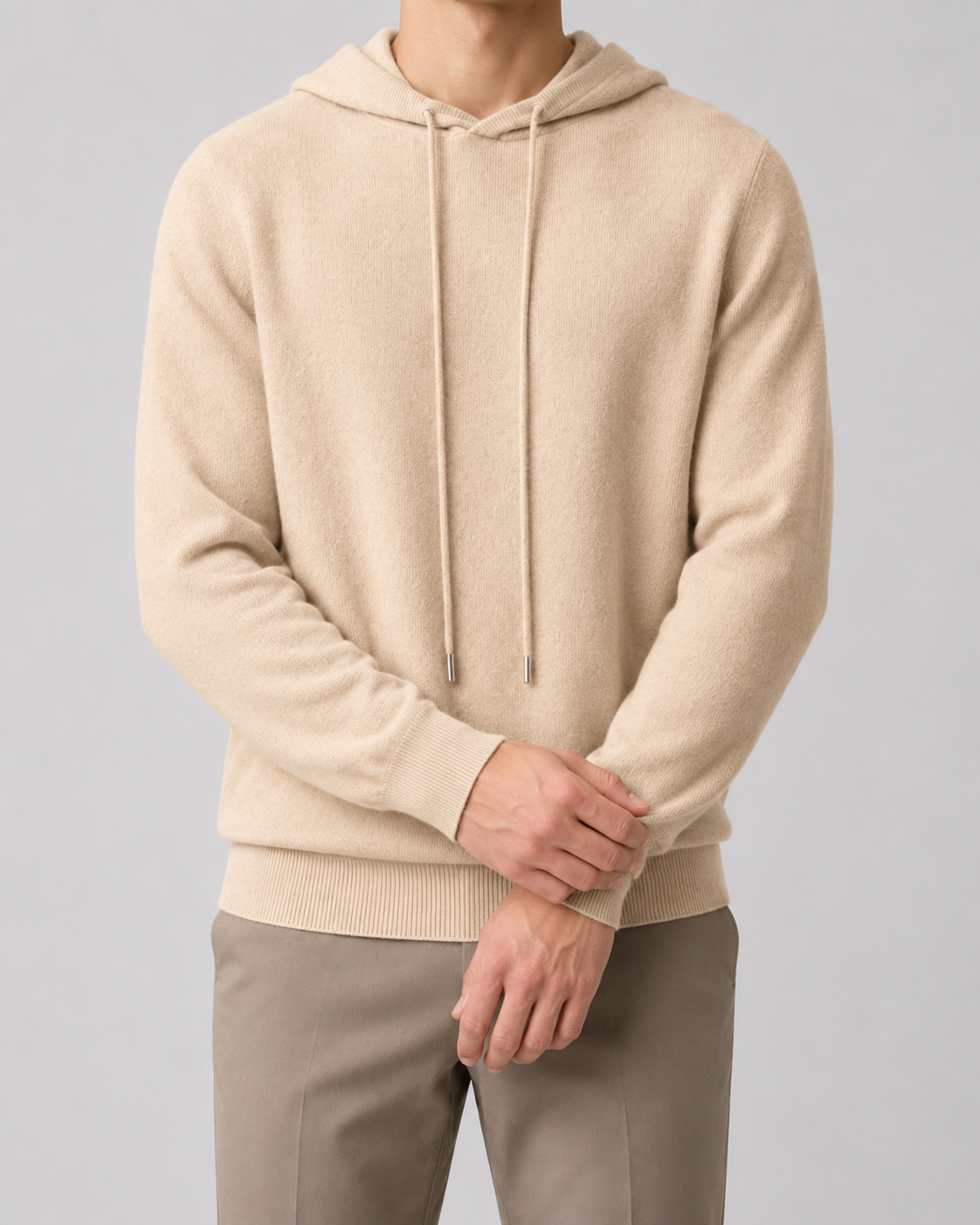 Maglione Uomo con Cappuccio in Lana e Coulisse