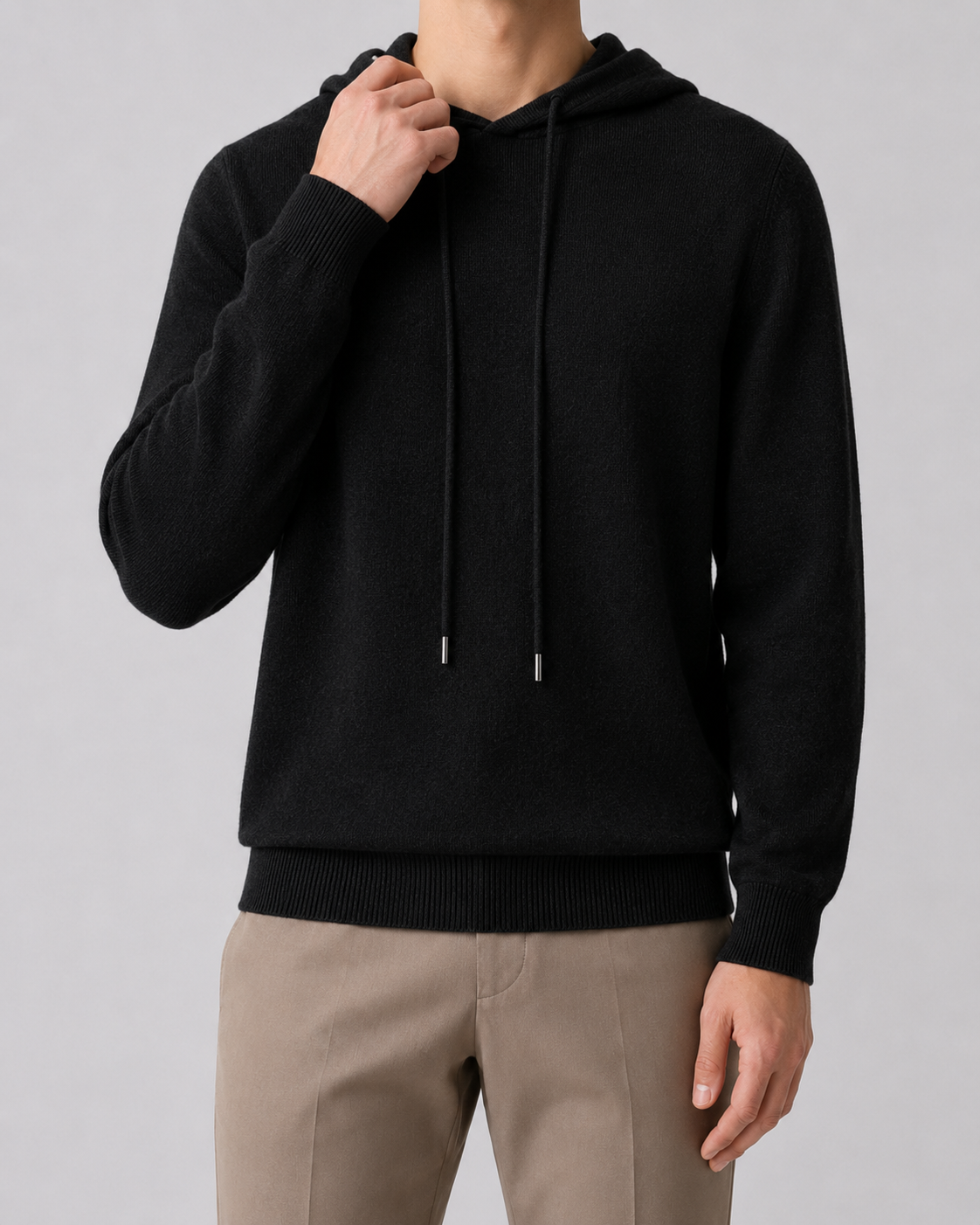 Maglione Uomo con Cappuccio in Lana e Coulisse