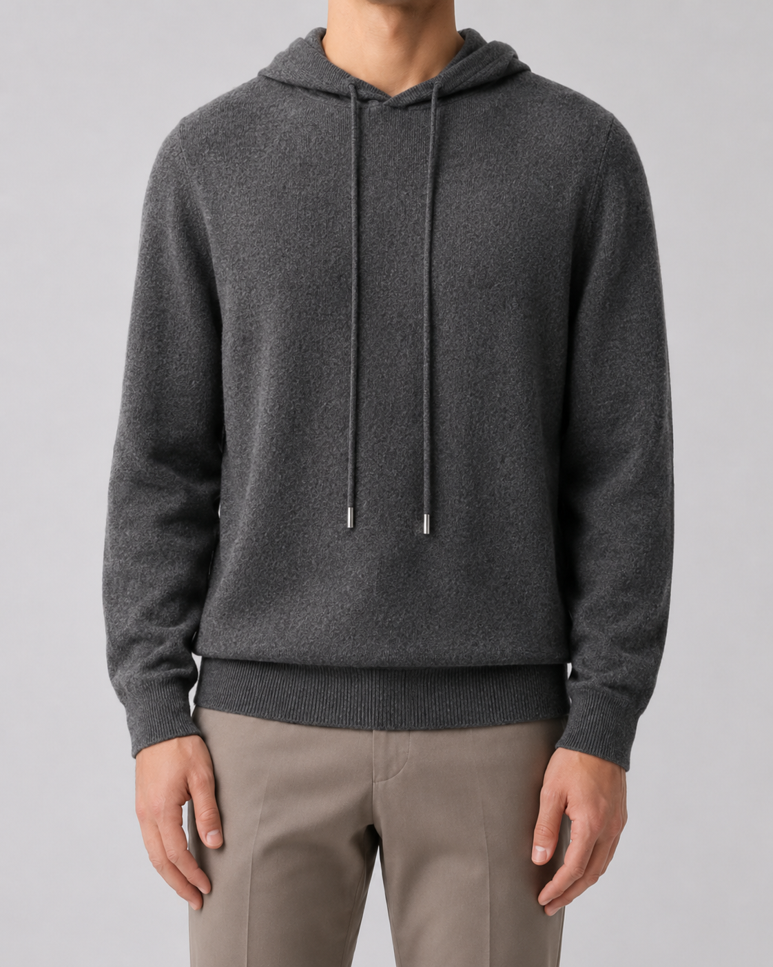 Maglione Uomo con Cappuccio in Lana e Coulisse