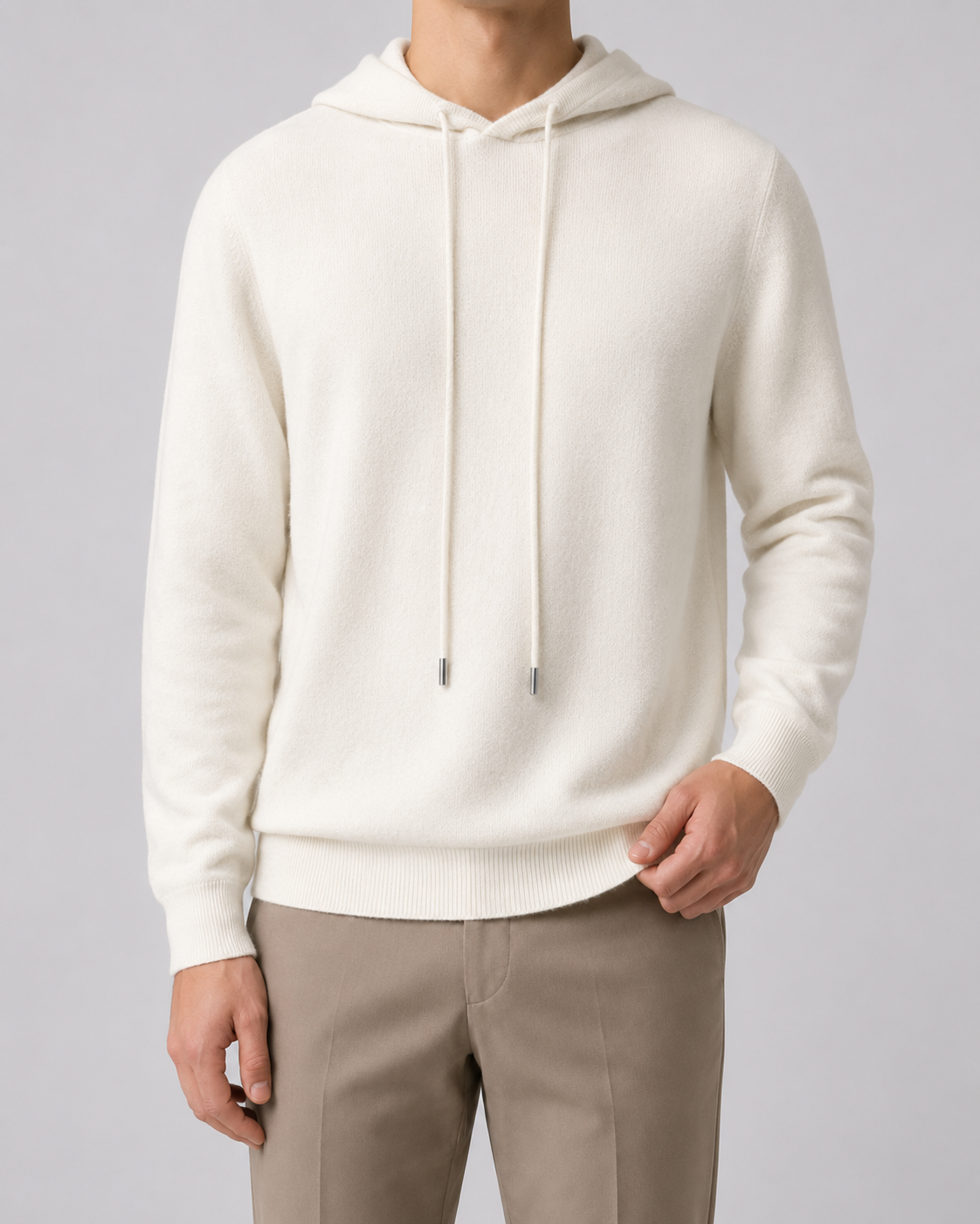 Maglione Uomo con Cappuccio in Lana e Coulisse