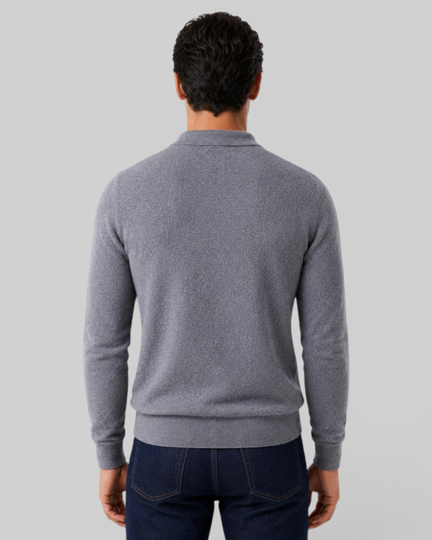 Maglione Polo Uomo Effetto Lana Maniche Lunghe