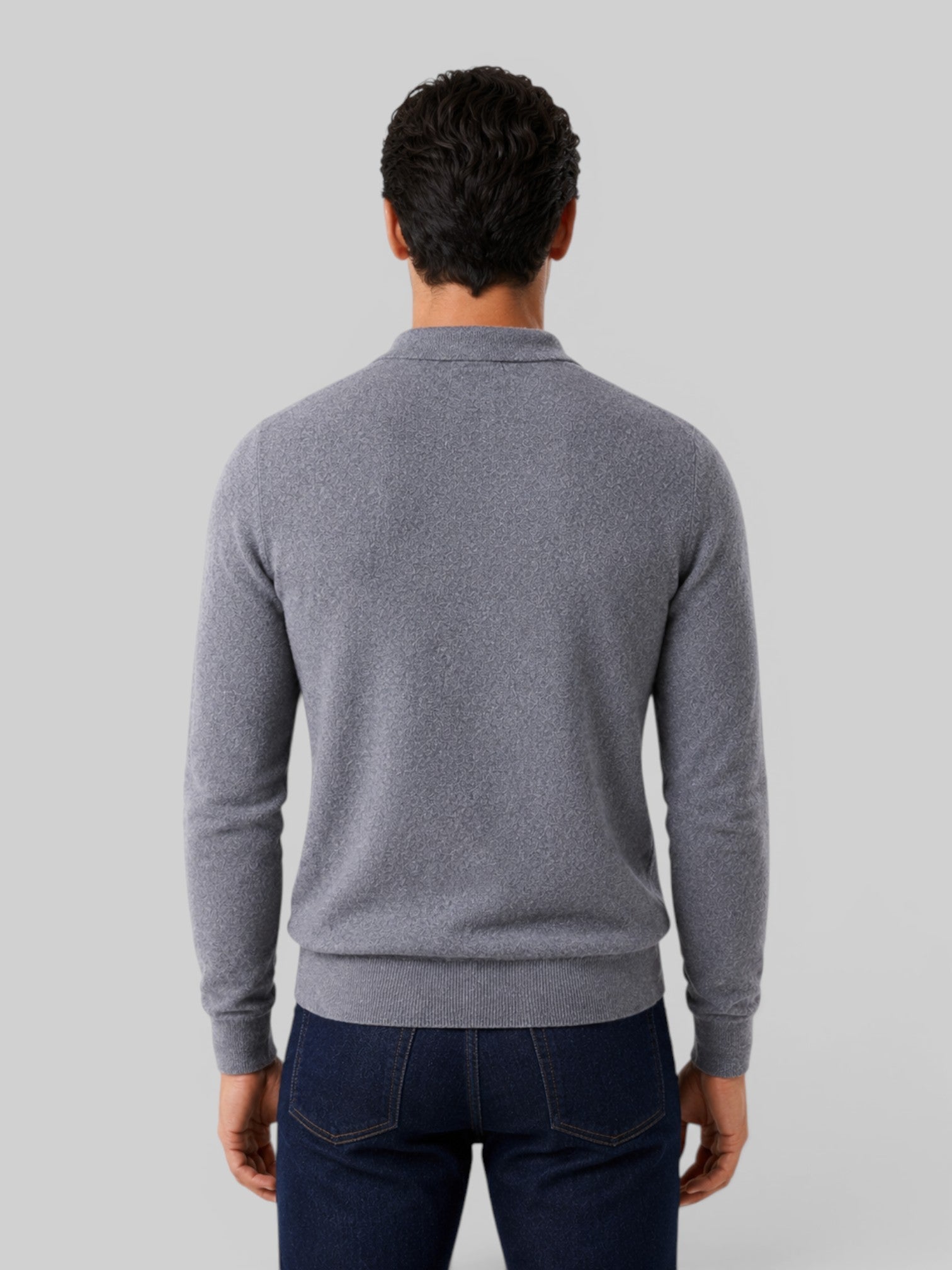 Maglione Polo Uomo Effetto Lana Maniche Lunghe