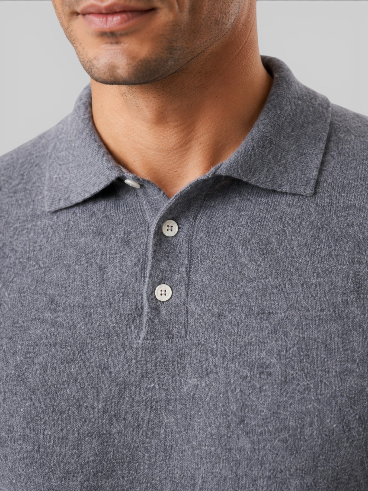Maglione Polo Uomo Effetto Lana Maniche Lunghe