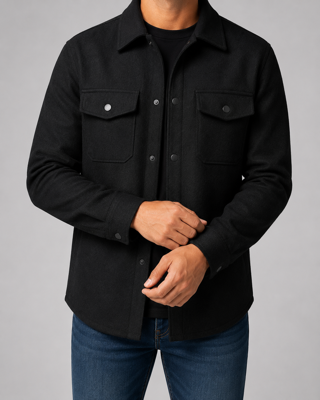 Giacca Camicia Uomo Utility con Tasche Frontali