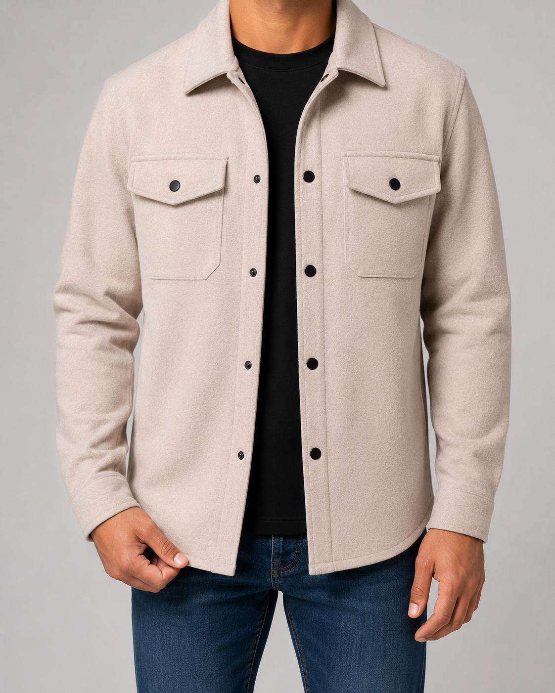 Giacca Camicia Uomo Utility con Tasche Frontali