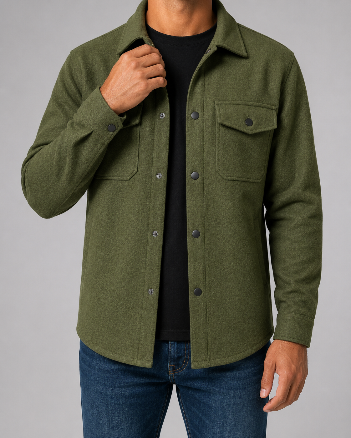 Giacca Camicia Uomo Utility con Tasche Frontali