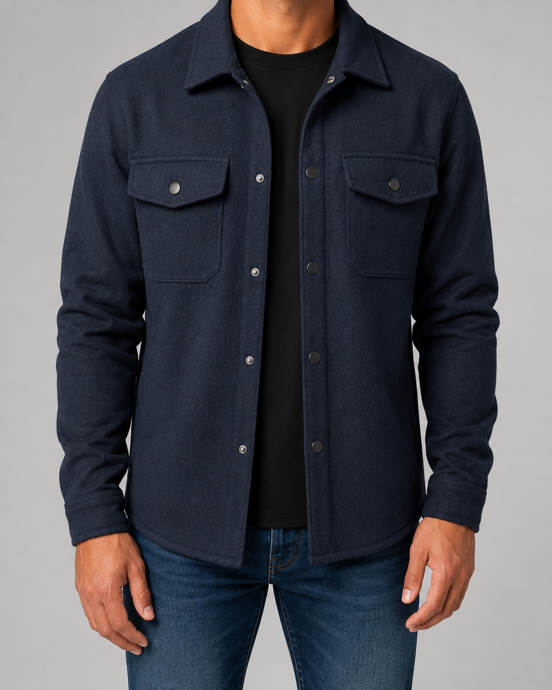 Giacca Camicia Uomo Utility con Tasche Frontali