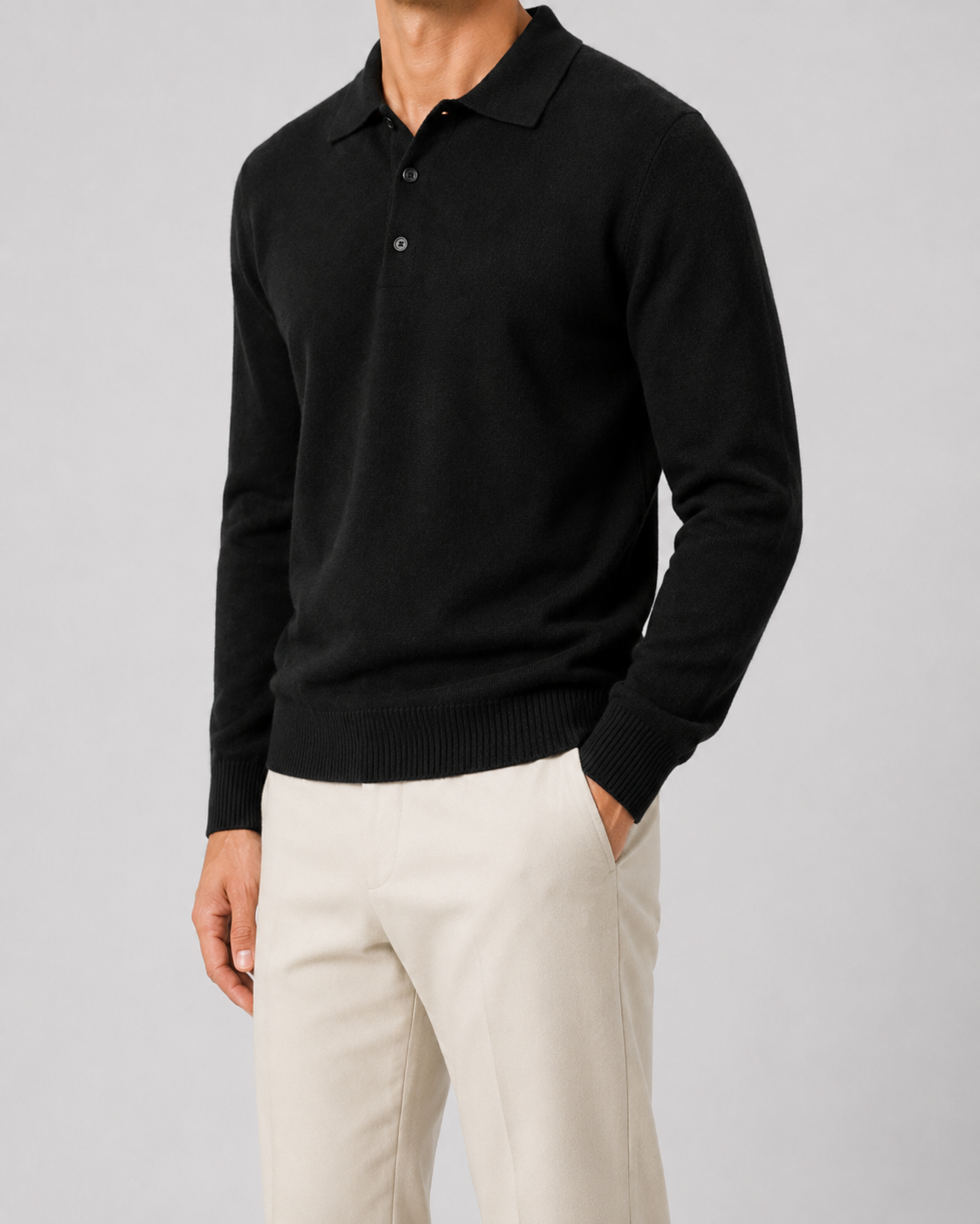 Maglione Polo Uomo in Lana Maniche Lunghe