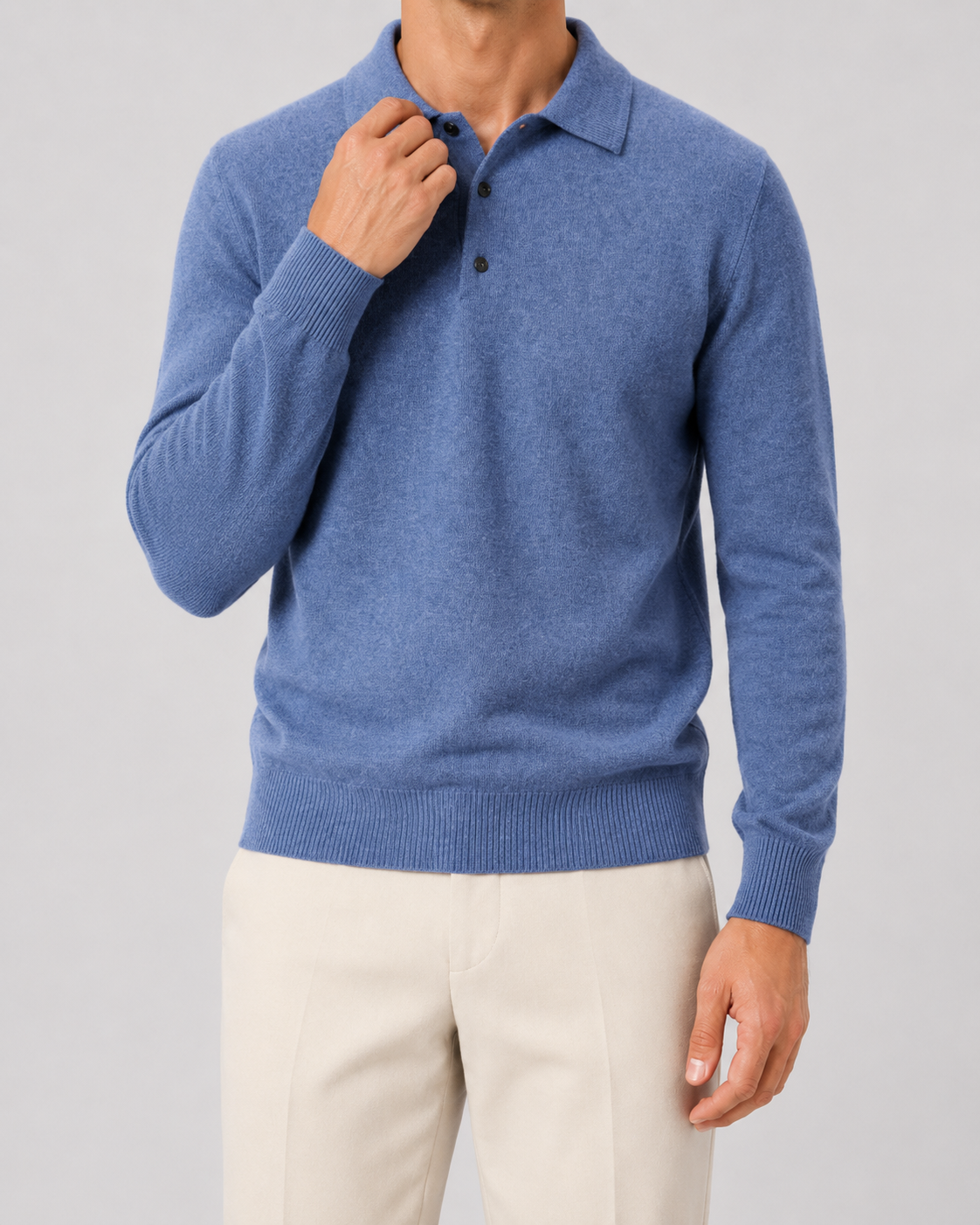 Maglione Polo Uomo in Lana Maniche Lunghe