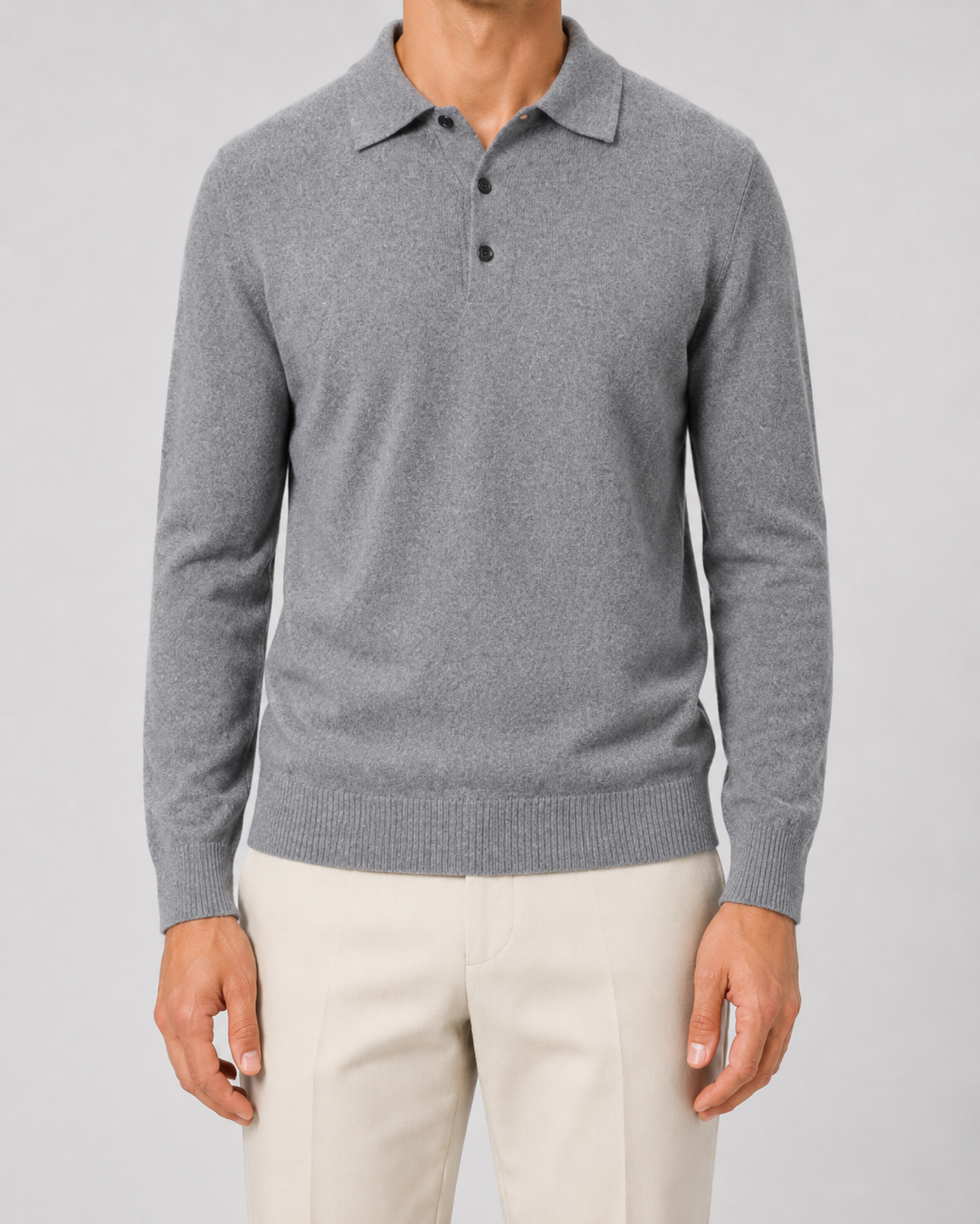 Maglione Polo Uomo in Lana Maniche Lunghe