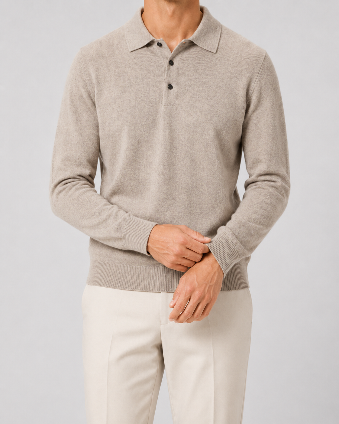 Maglione Polo Uomo in Lana Maniche Lunghe