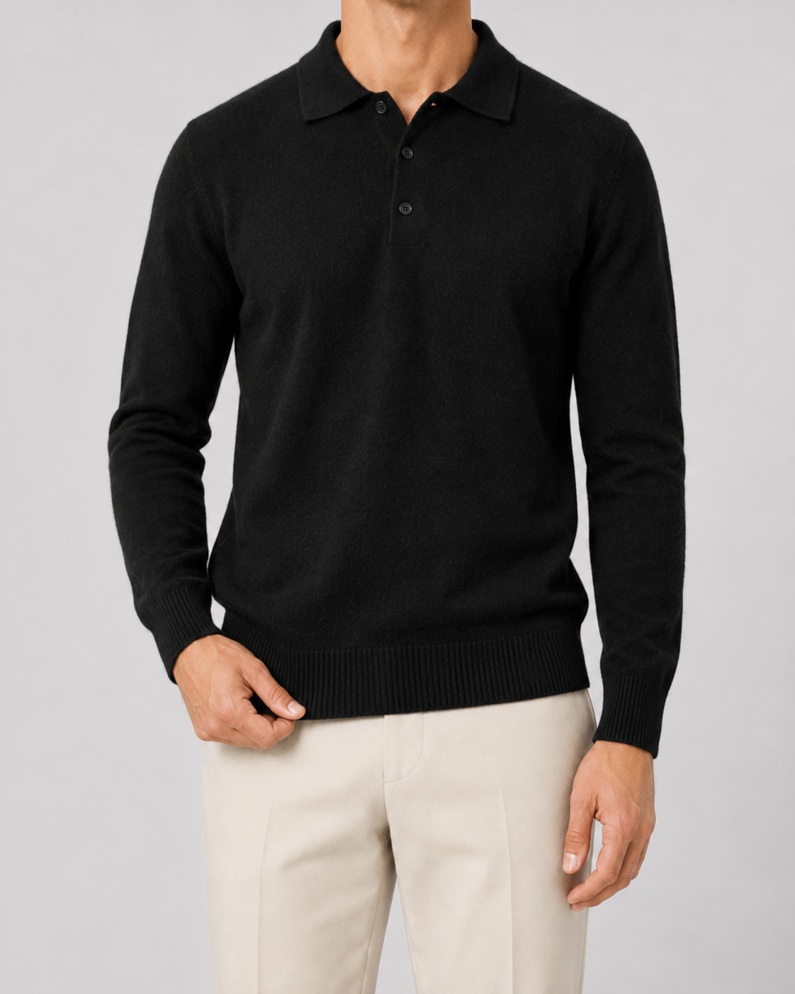 Maglione Polo Uomo in Lana Maniche Lunghe
