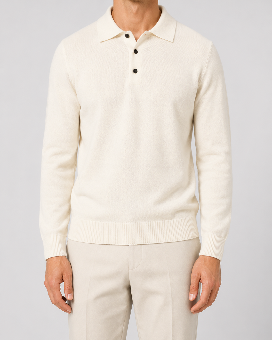 Maglione Polo Uomo in Lana Maniche Lunghe