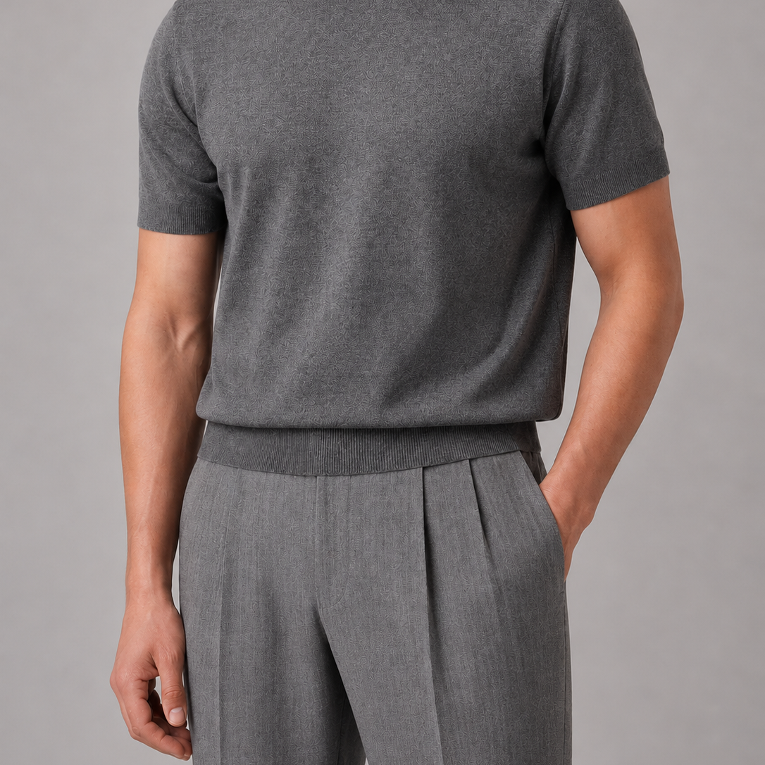 T-Shirt Uomo in Maglia Fine Girocollo Maniche Corte
