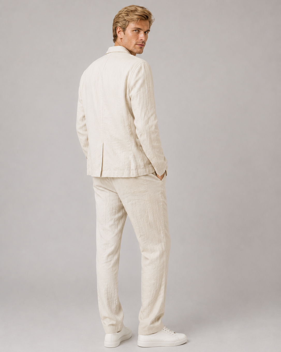 Completo Uomo in Misto Lino Blazer e Pantaloni Leggero