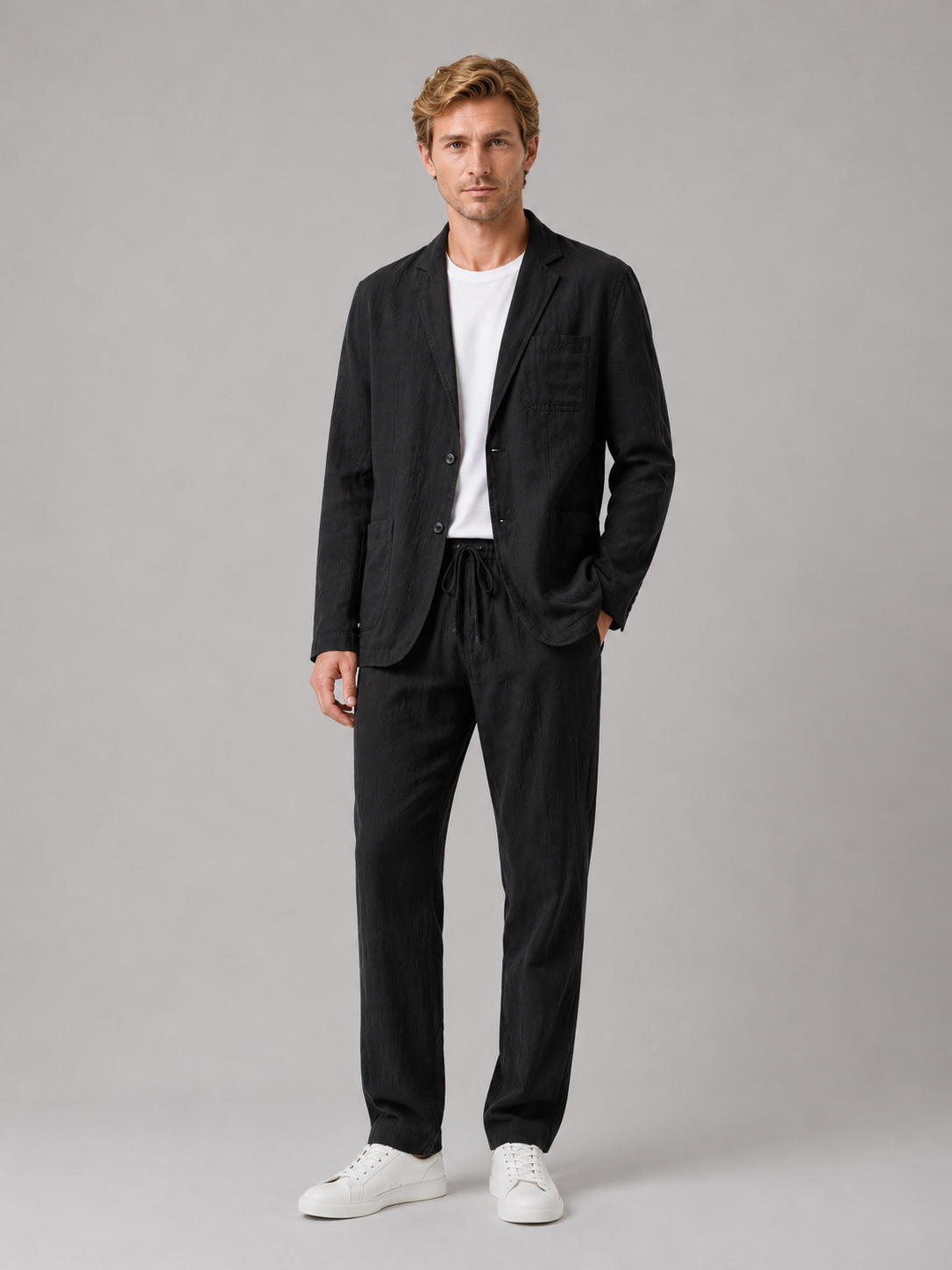 Completo Uomo in Misto Lino Blazer e Pantaloni Leggero