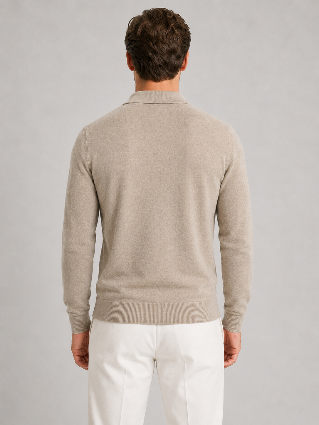 Maglione Uomo Collo Polo Mezza Zip in Maglia Fine