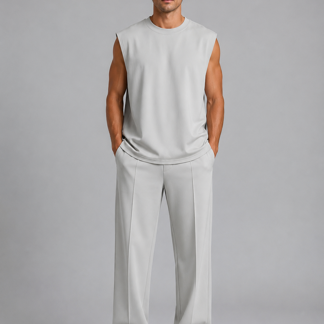 Completo Uomo Canotta e Pantaloni Gamba Ampia Casual