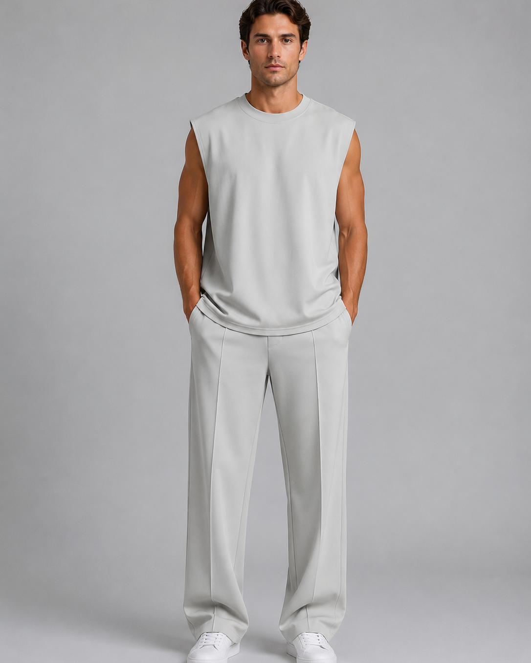 Completo Uomo Canotta e Pantaloni Gamba Ampia Casual