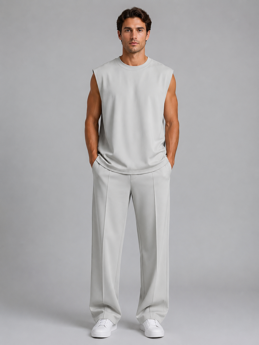Completo Uomo Canotta e Pantaloni Gamba Ampia Casual