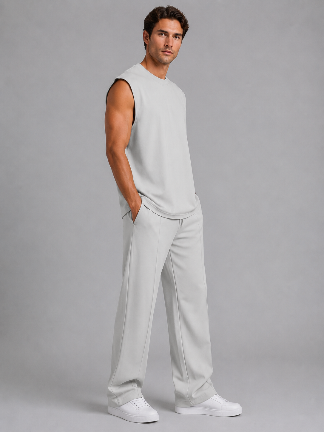 Completo Uomo Canotta e Pantaloni Gamba Ampia Casual