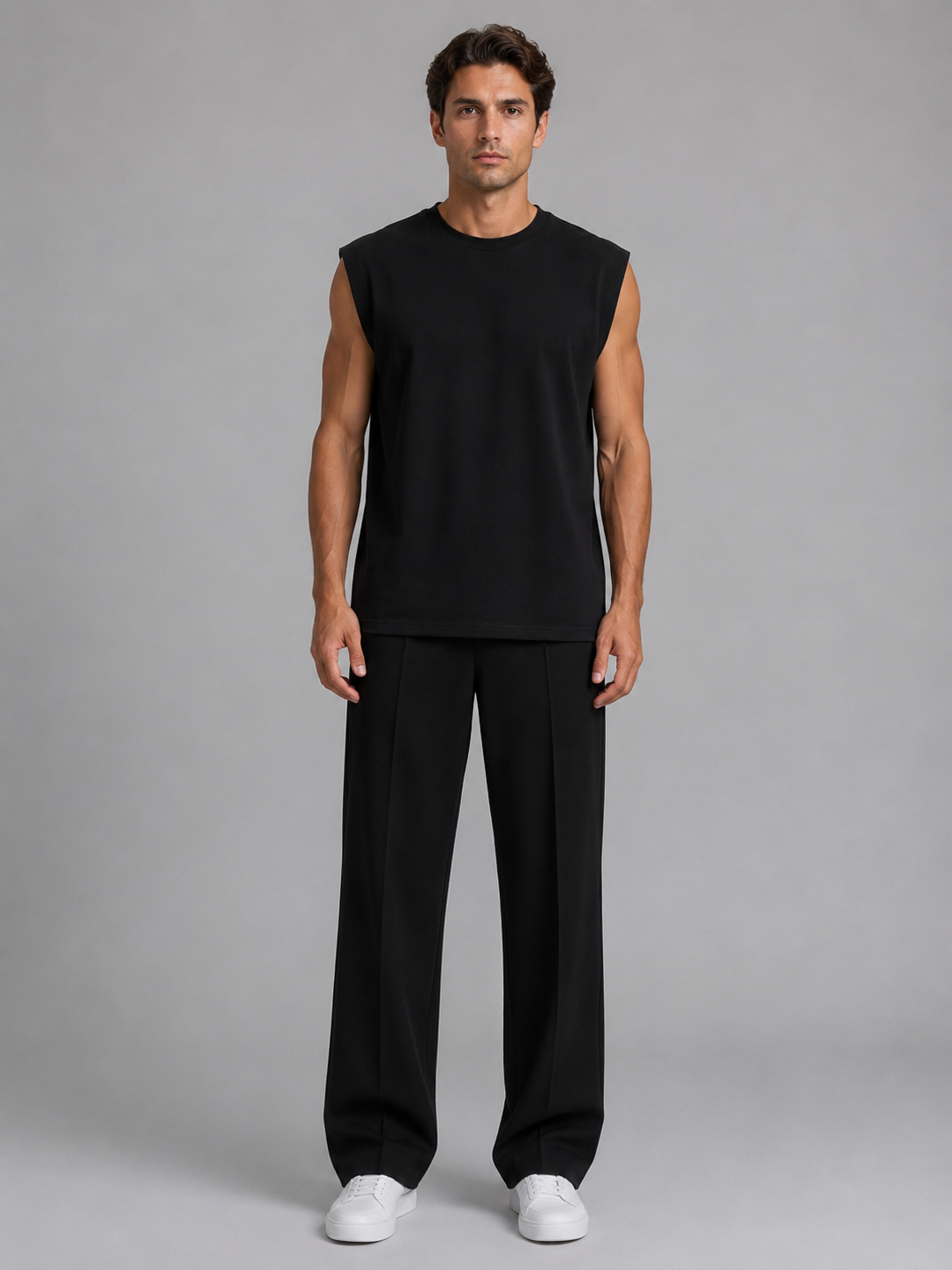 Completo Uomo Canotta e Pantaloni Gamba Ampia Casual