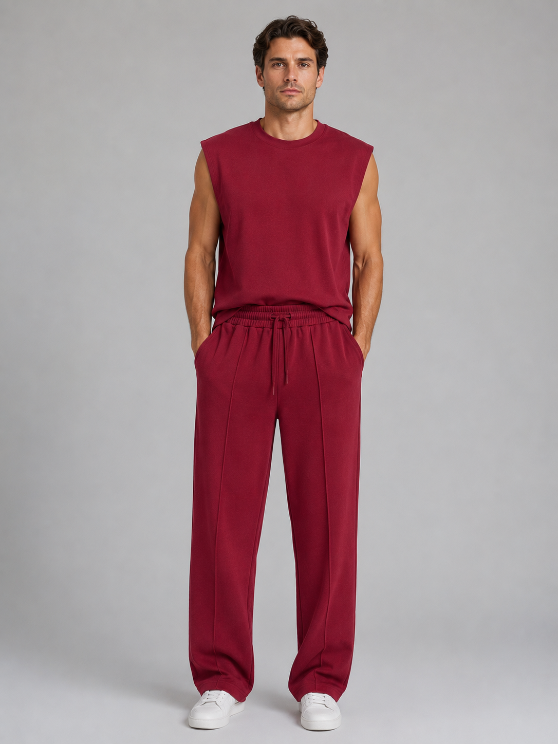 Completo Uomo Canotta e Pantaloni Gamba Ampia Casual