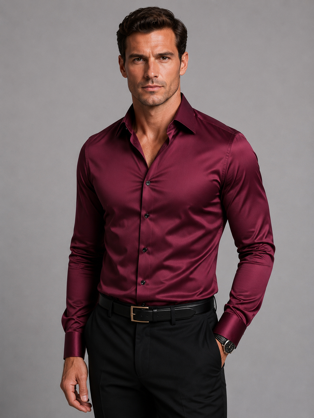 Camicia Uomo Slim Fit Elasticizzata Elegante Business