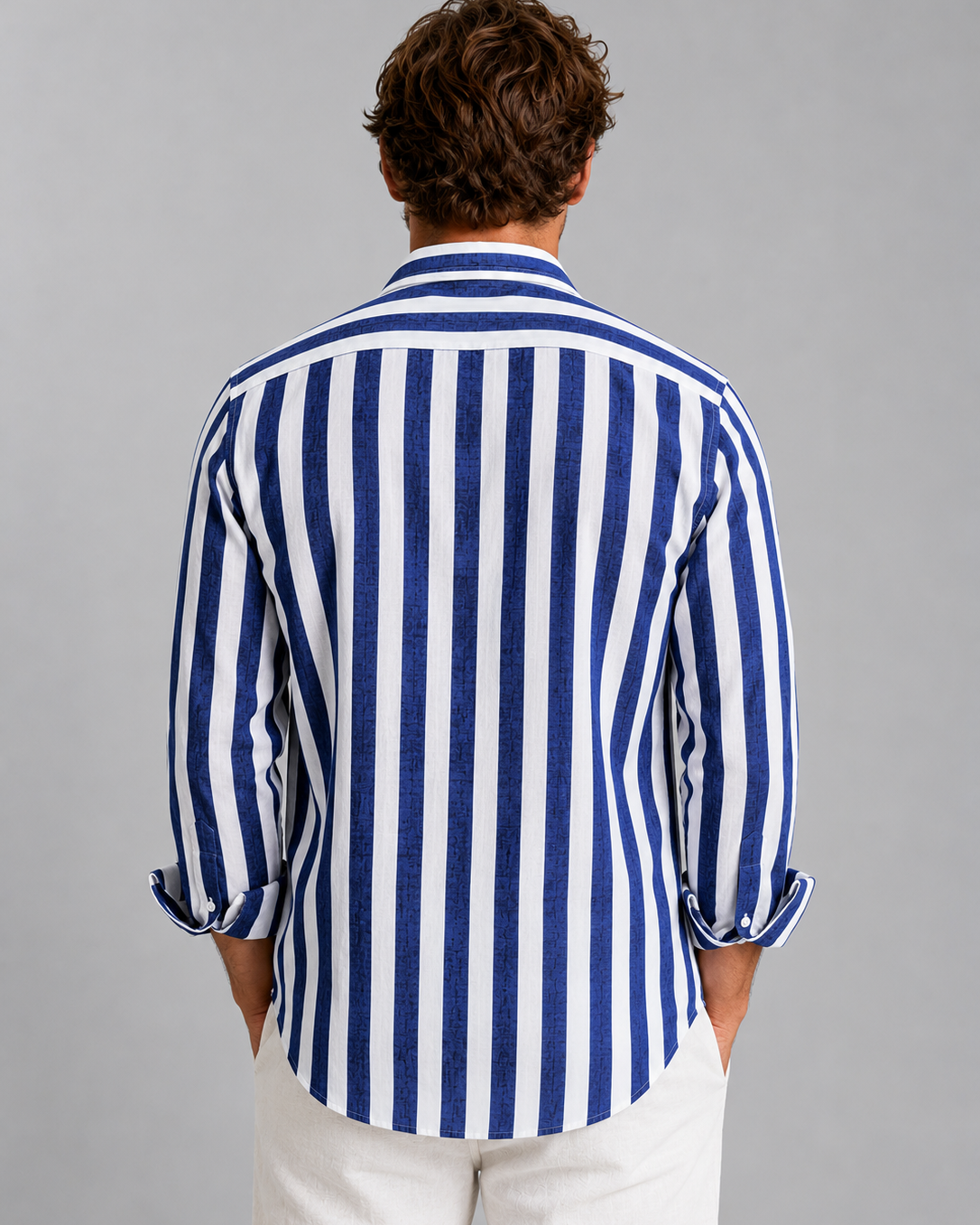 Camicia Uomo a Righe Effetto Lino Estiva Rilassata