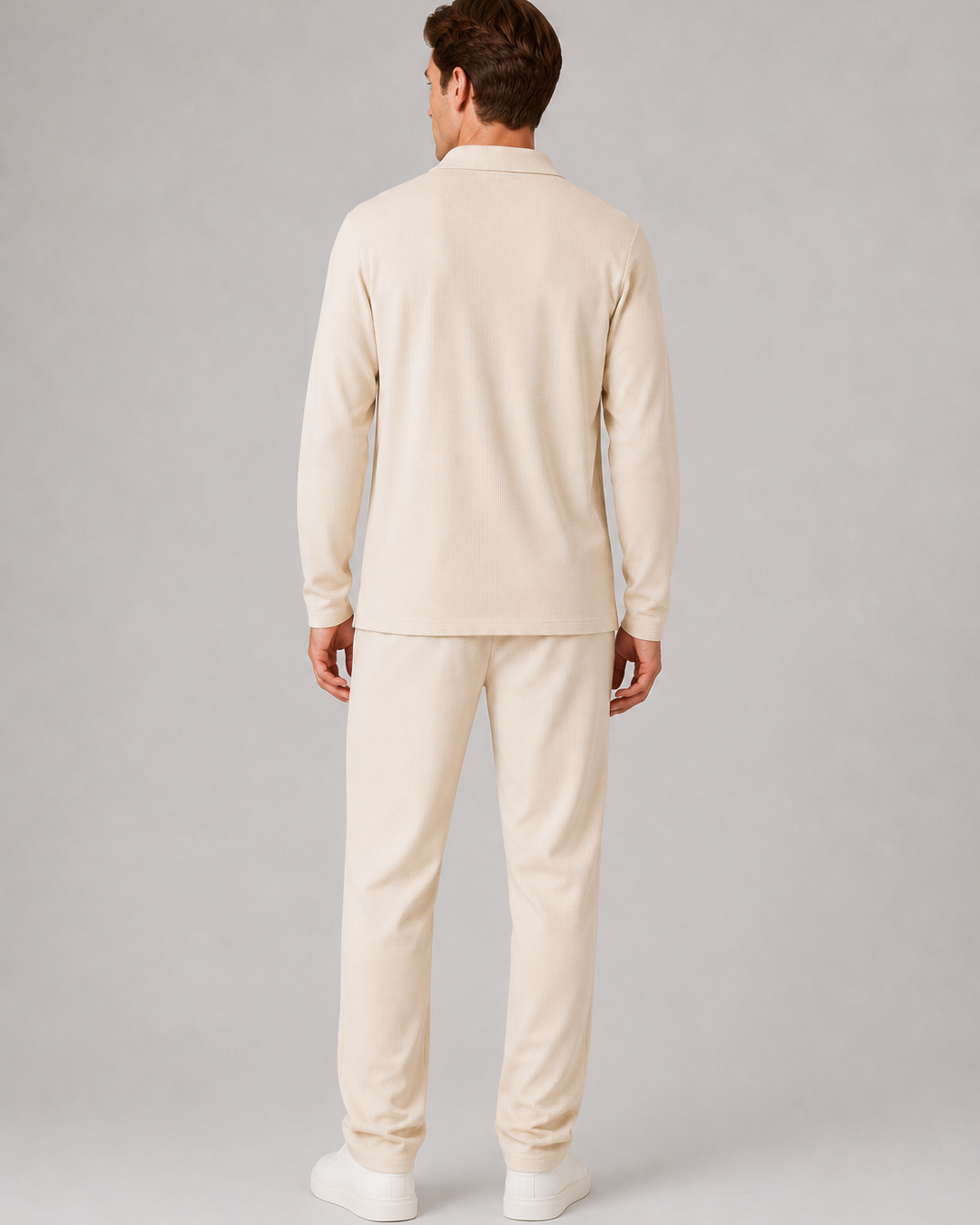 Completo Uomo Polo Mezza Zip e Pantaloni Smart Casual