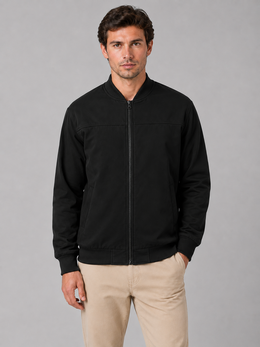 Giacca Bomber Uomo con Zip Regular Fit Casual