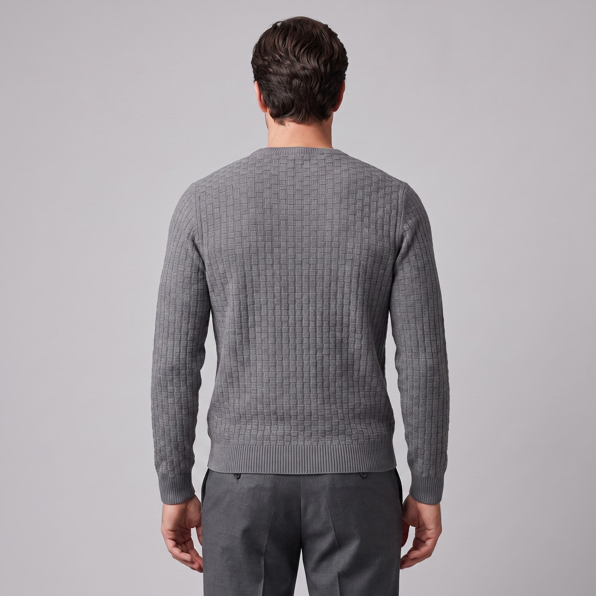 Maglione Uomo Girocollo in Maglia a Intreccio Texturizzato