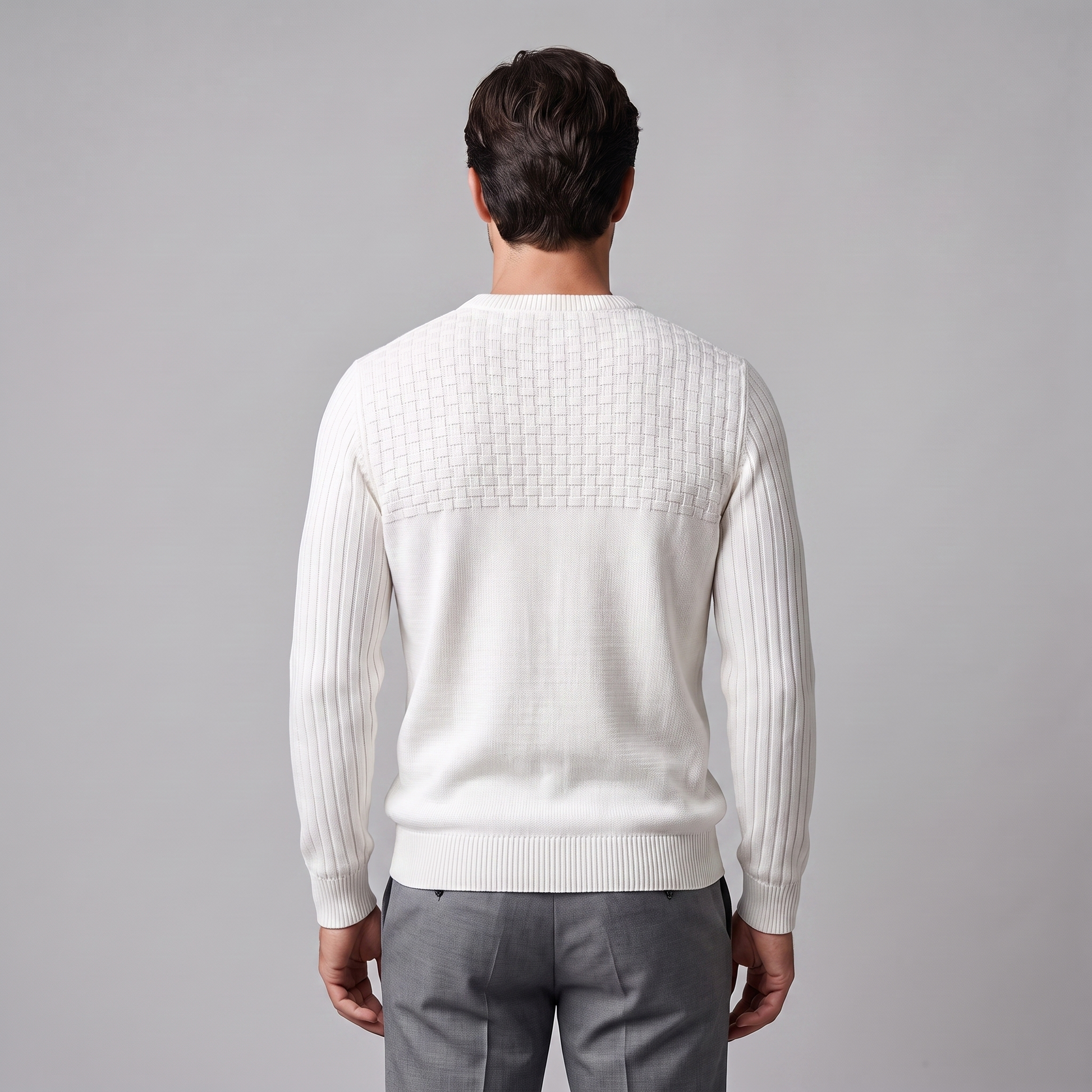 Maglione Uomo Girocollo in Maglia a Intreccio Texturizzato