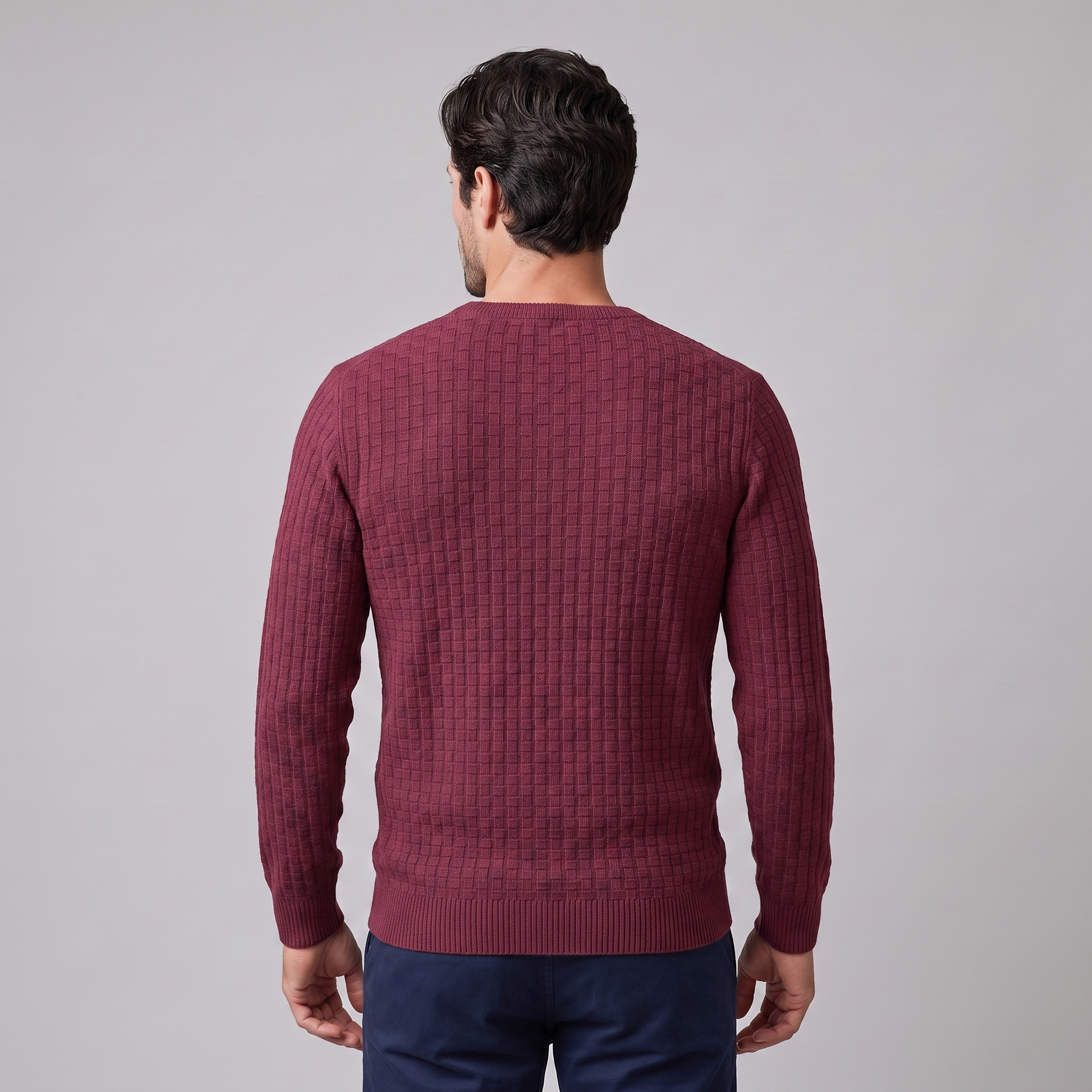 Maglione Uomo Girocollo in Maglia a Intreccio Texturizzato