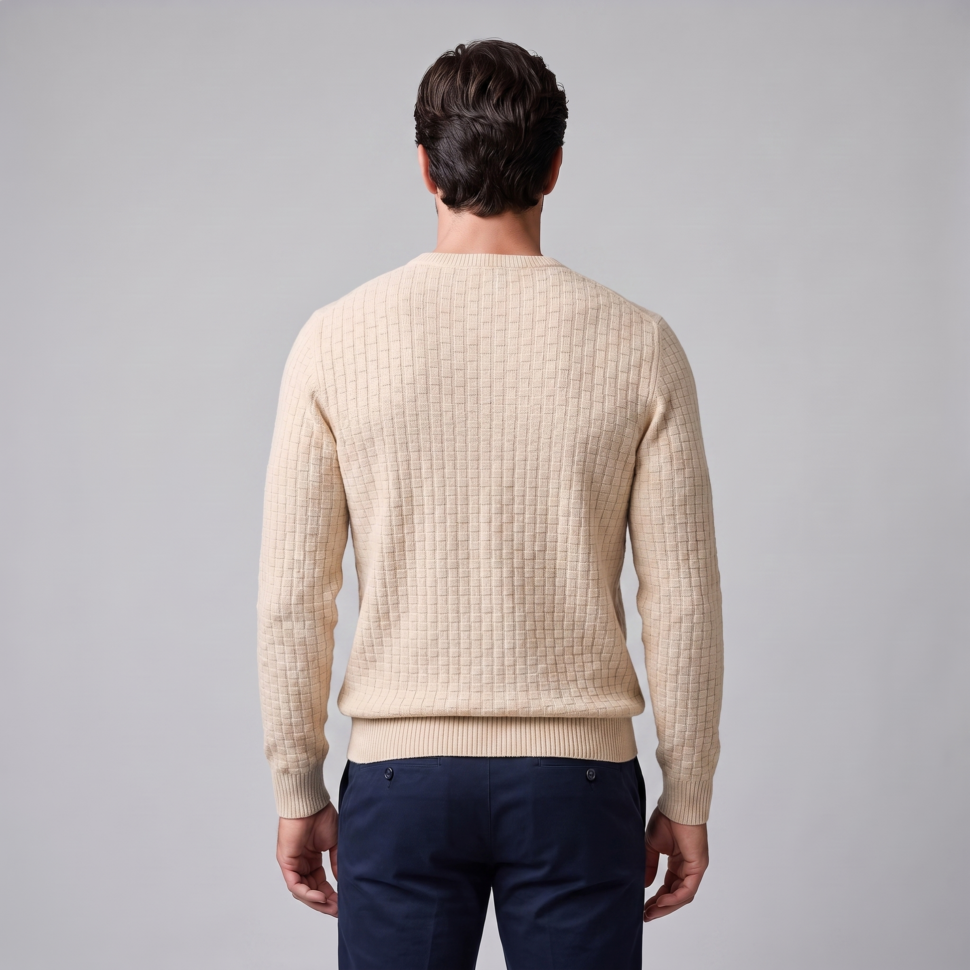 Maglione Uomo Girocollo in Maglia a Intreccio Texturizzato
