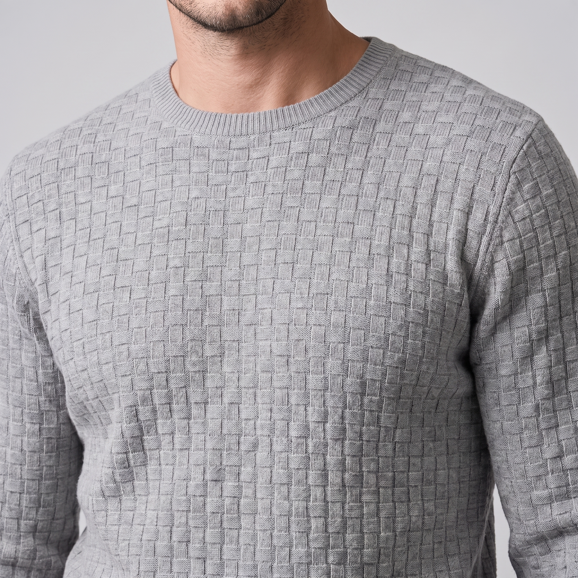 Maglione Uomo Girocollo in Maglia a Intreccio Texturizzato