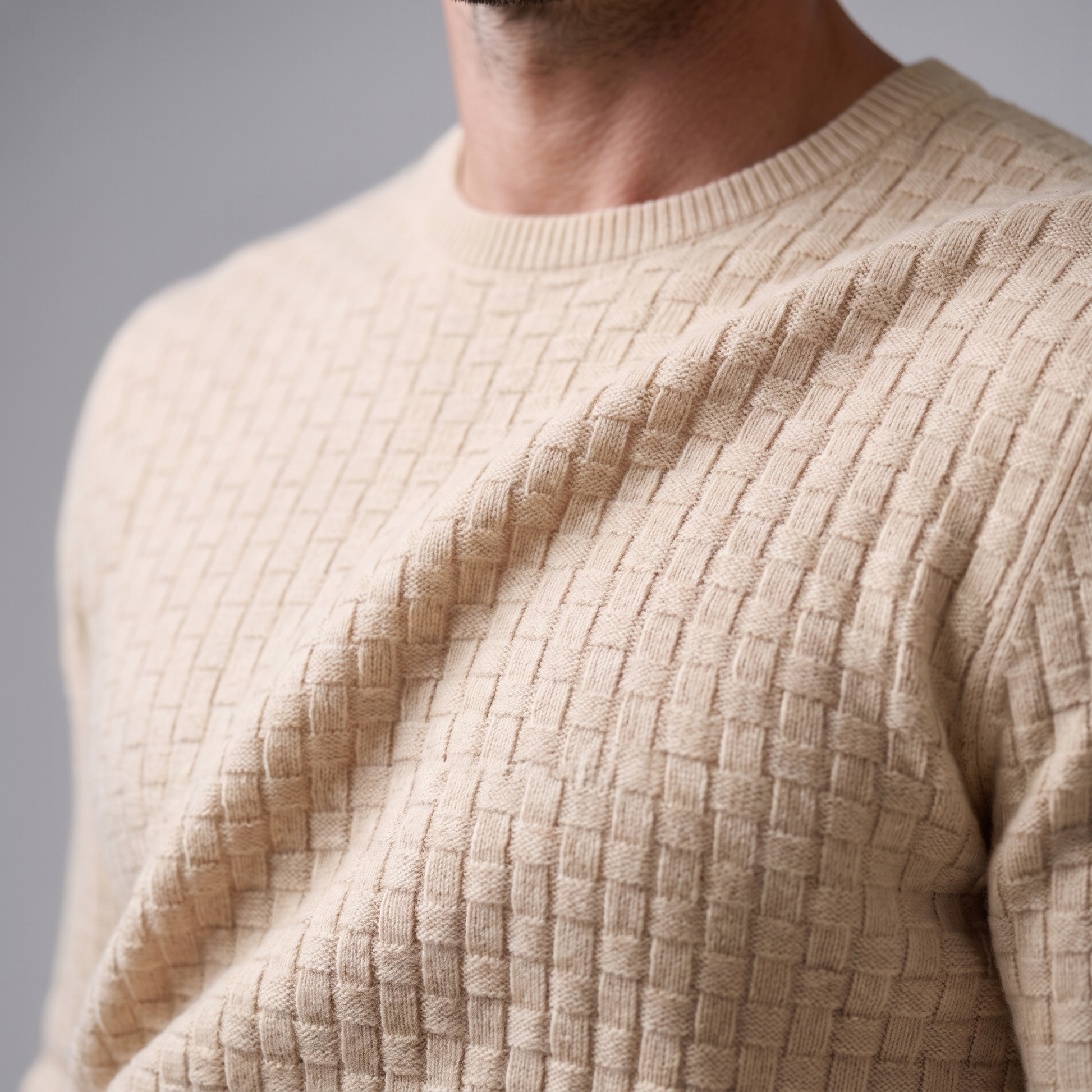 Maglione Uomo Girocollo in Maglia a Intreccio Texturizzato