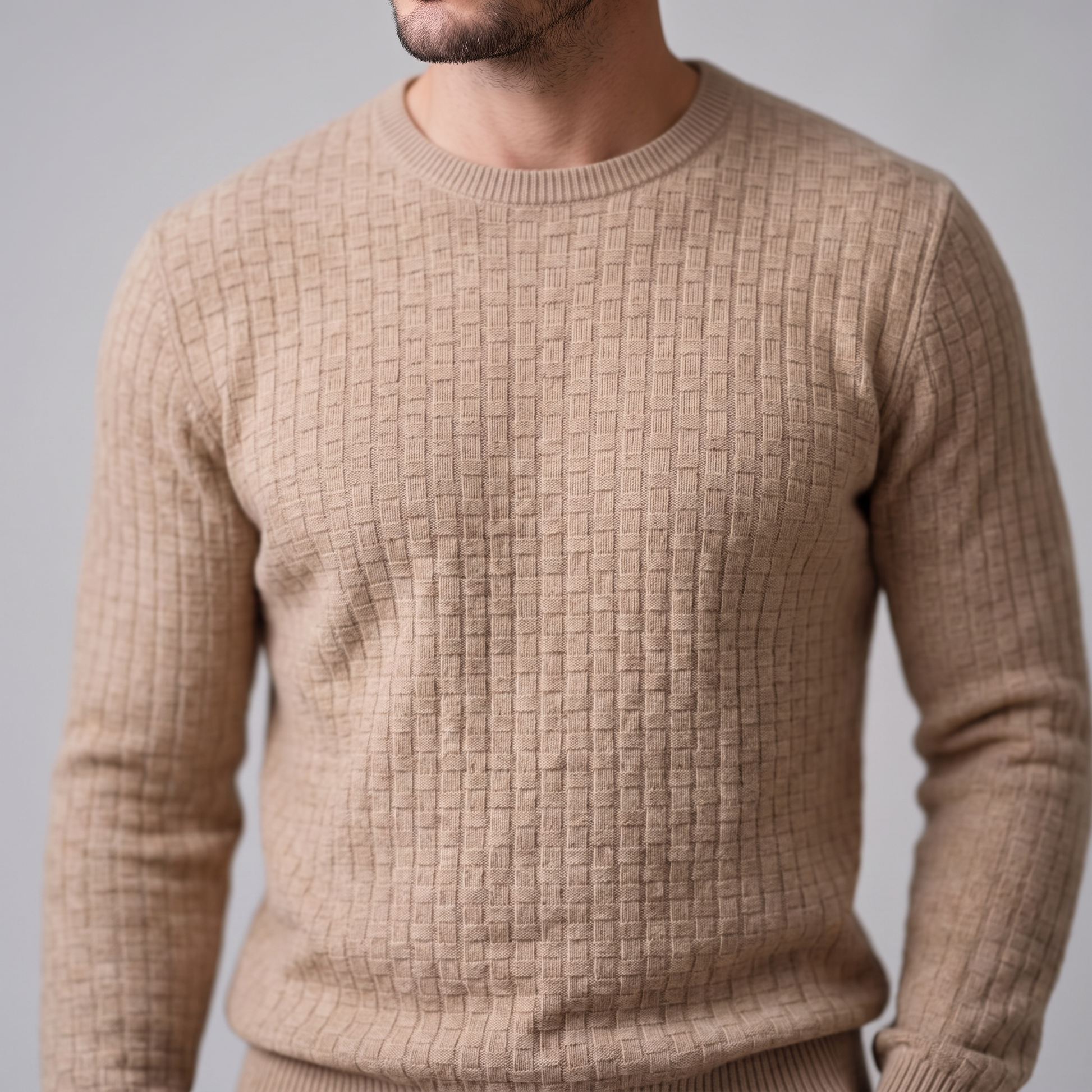 Maglione Uomo Girocollo in Maglia a Intreccio Texturizzato
