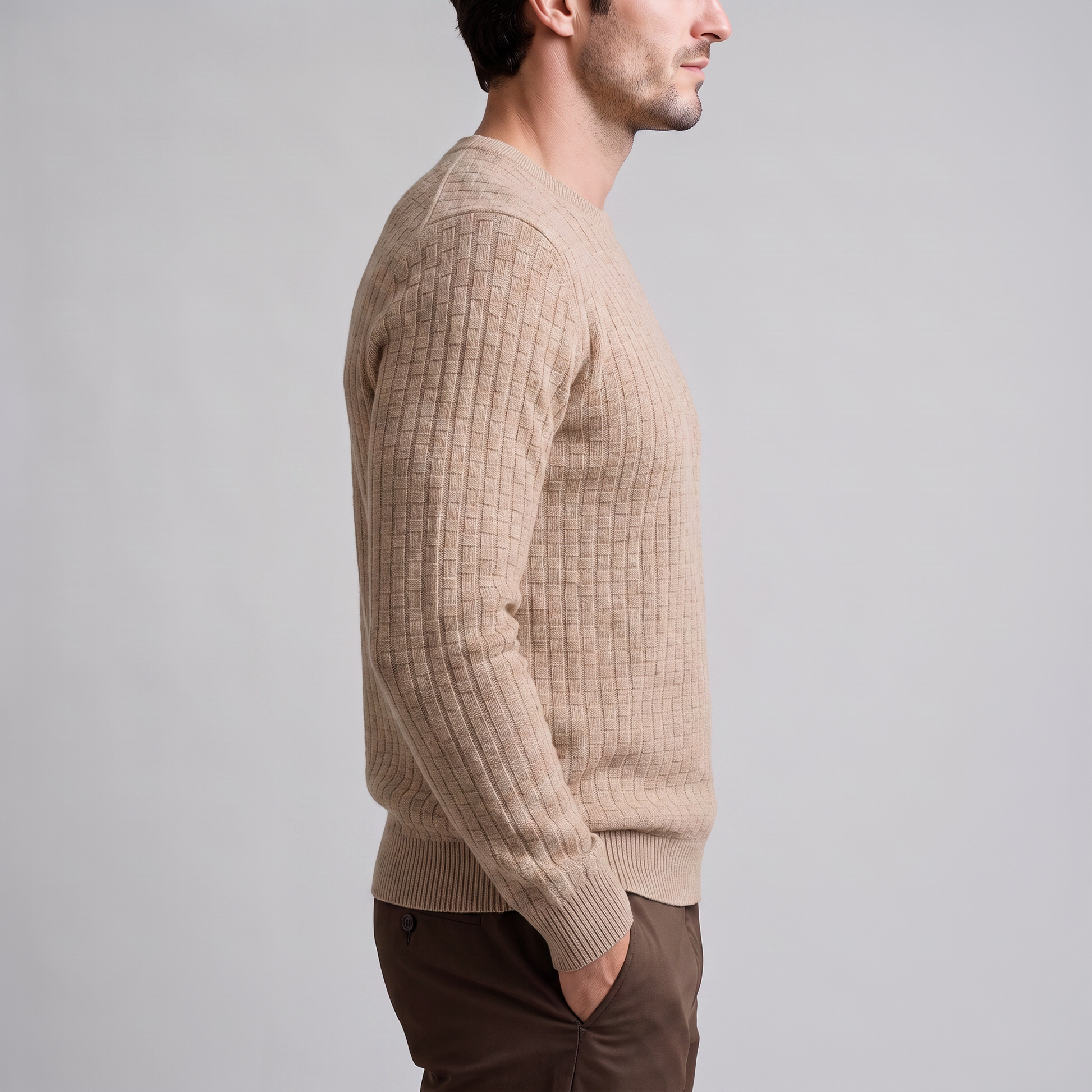 Maglione Uomo Girocollo in Maglia a Intreccio Texturizzato
