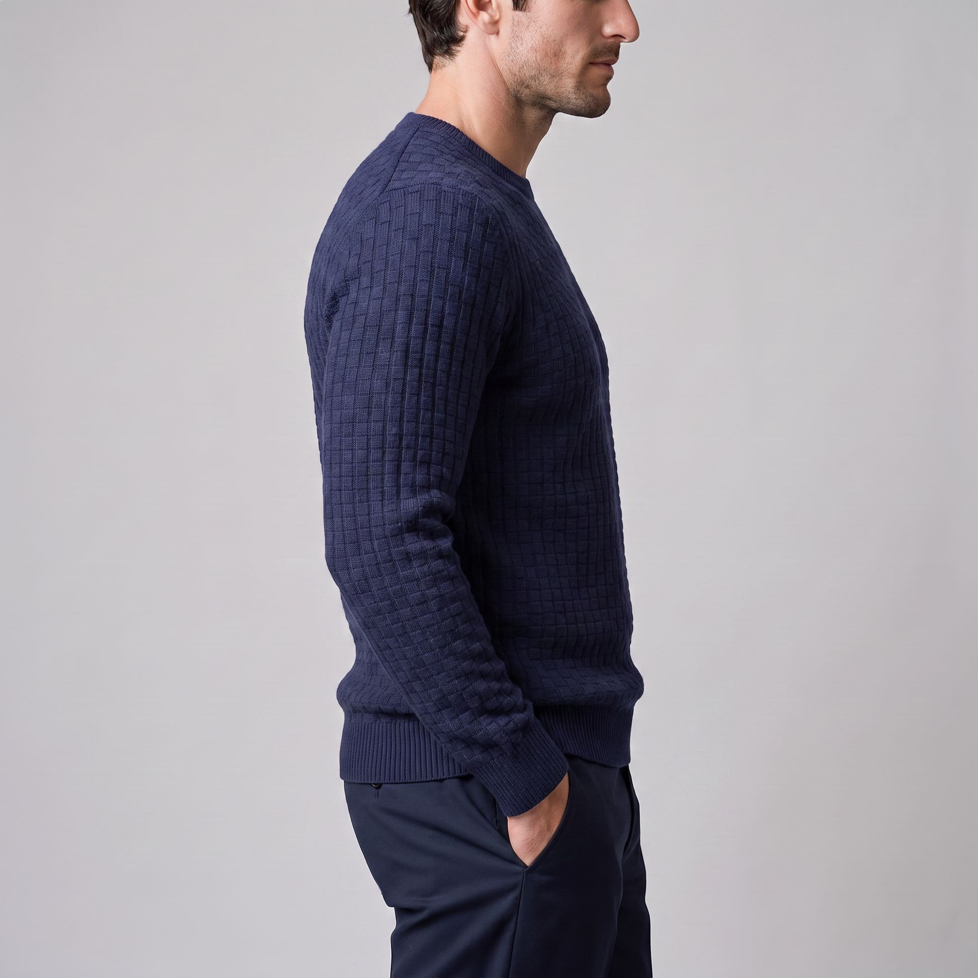 Maglione Uomo Girocollo in Maglia a Intreccio Texturizzato