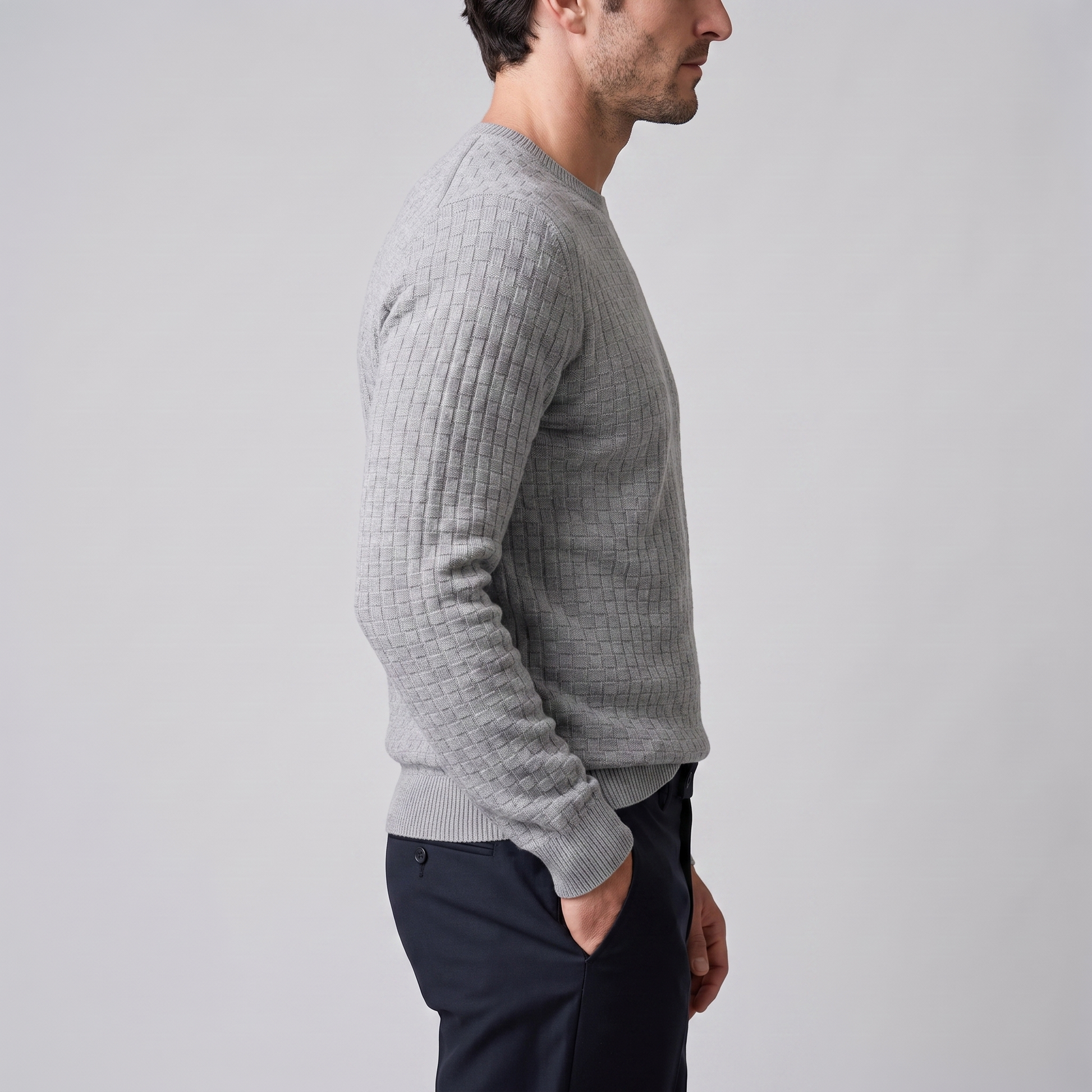 Maglione Uomo Girocollo in Maglia a Intreccio Texturizzato