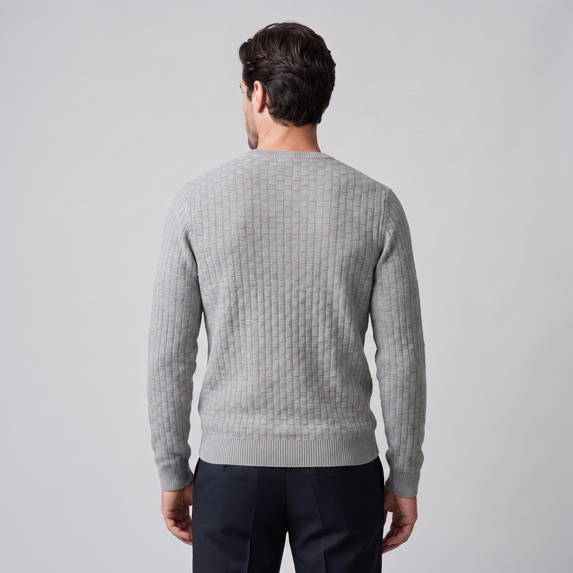 Maglione Uomo Girocollo in Maglia a Intreccio Texturizzato