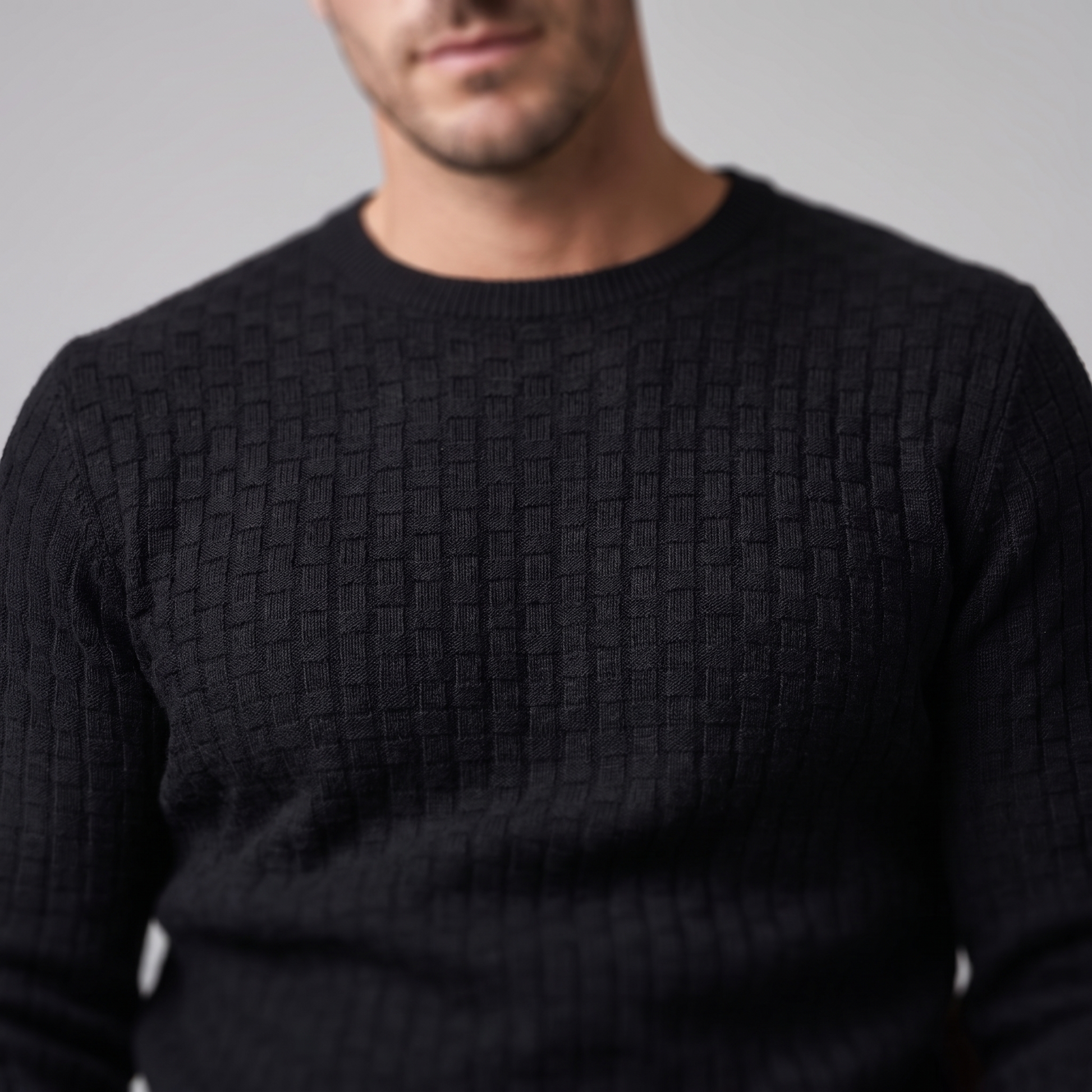 Maglione Uomo Girocollo in Maglia a Intreccio Texturizzato