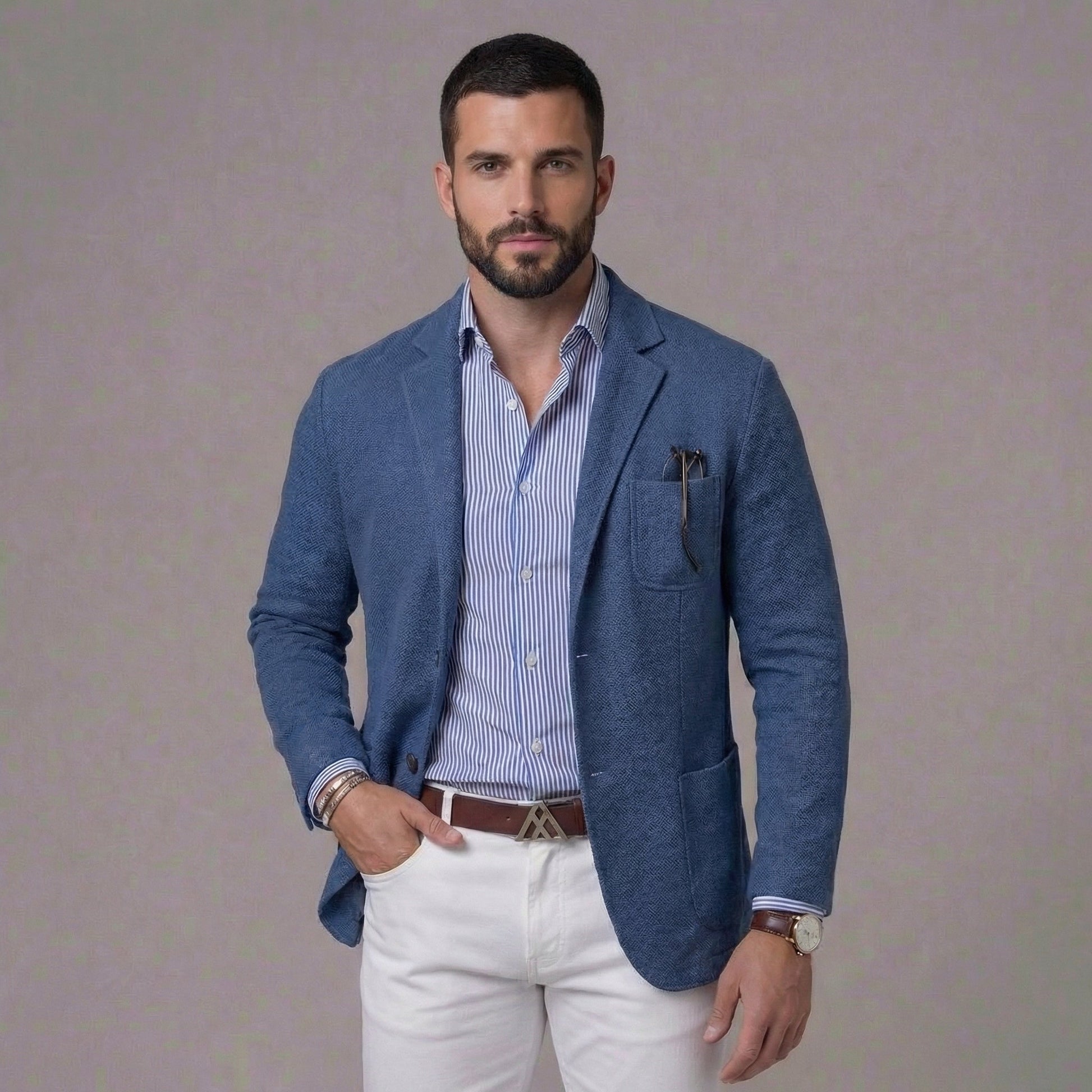 Blazer Uomo in Lino Casual Destrutturato Estivo