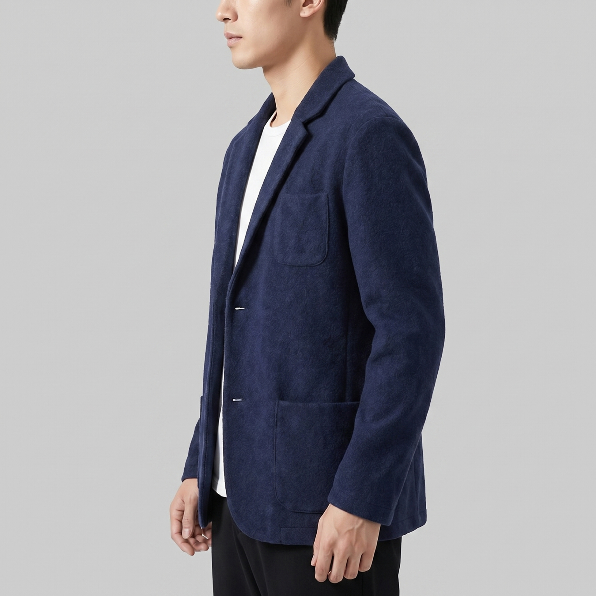 Blazer Uomo Monopetto Casual con Revers Taglio Sartoriale