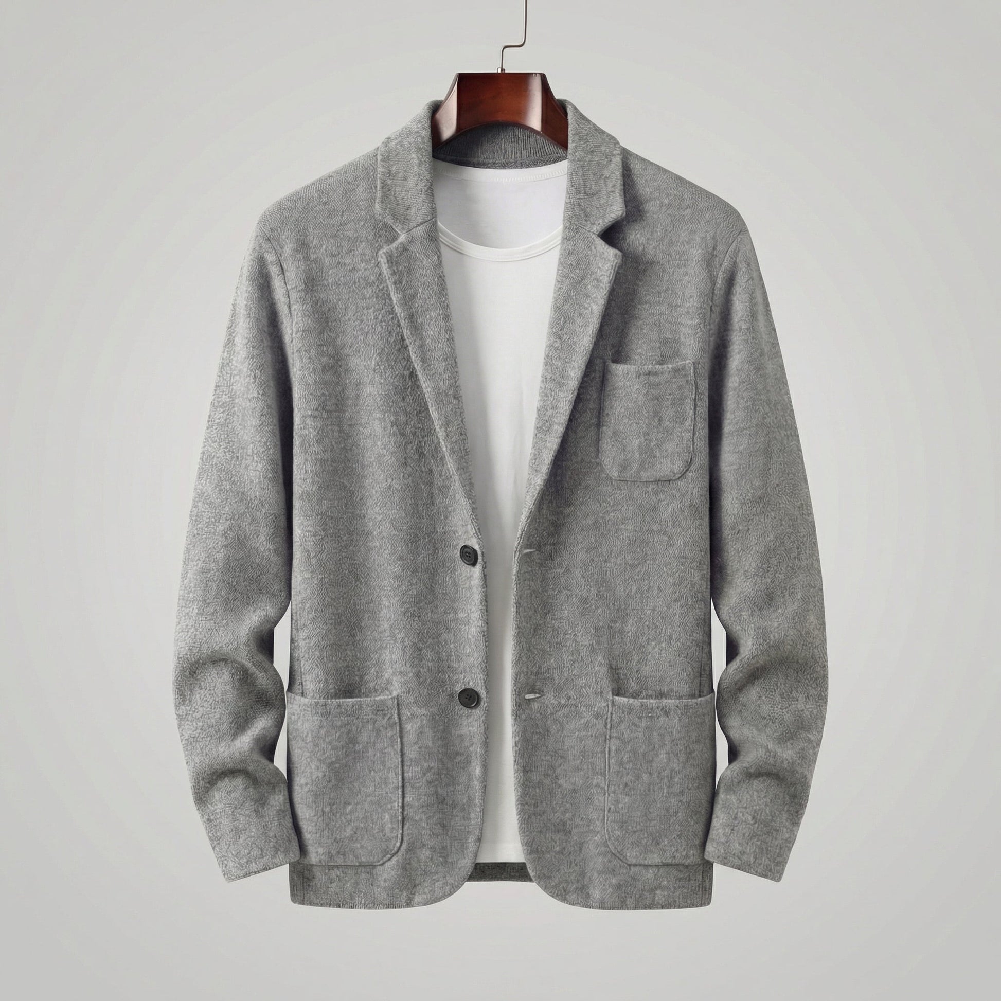 Blazer Uomo Monopetto Casual con Revers Taglio Sartoriale