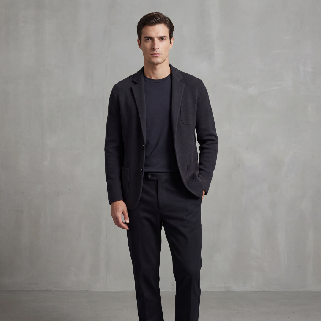 Blazer Uomo Monopetto Casual con Revers Taglio Sartoriale