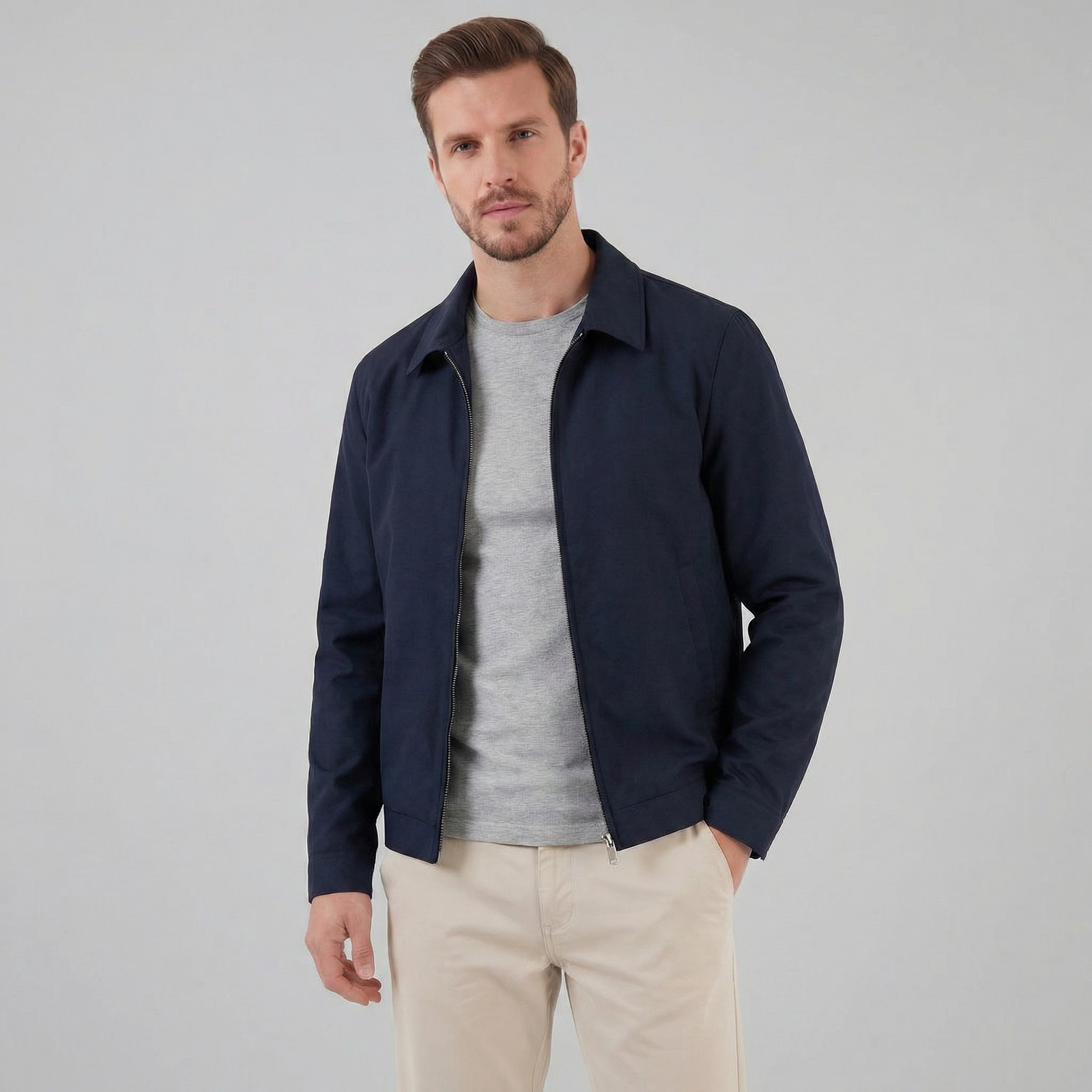 Giacca Uomo Mezza Stagione Slim con Colletto Classico