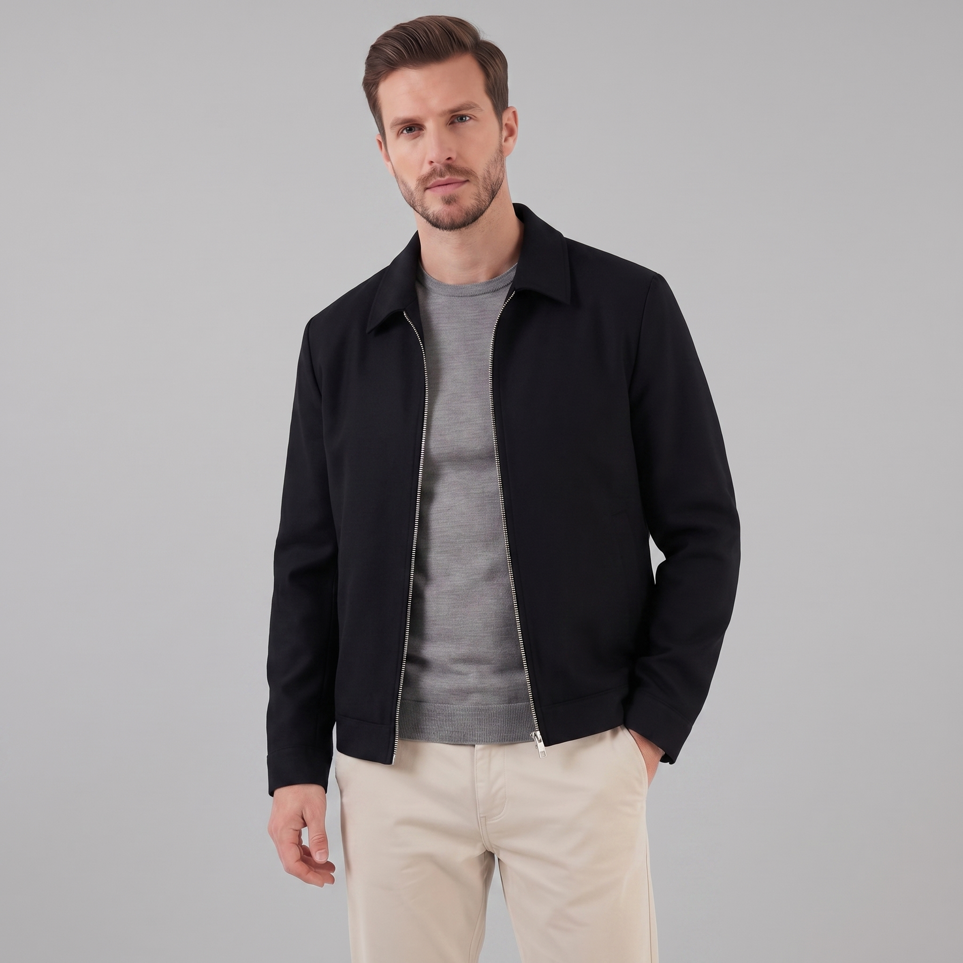 Giacca Uomo Mezza Stagione Slim con Colletto Classico