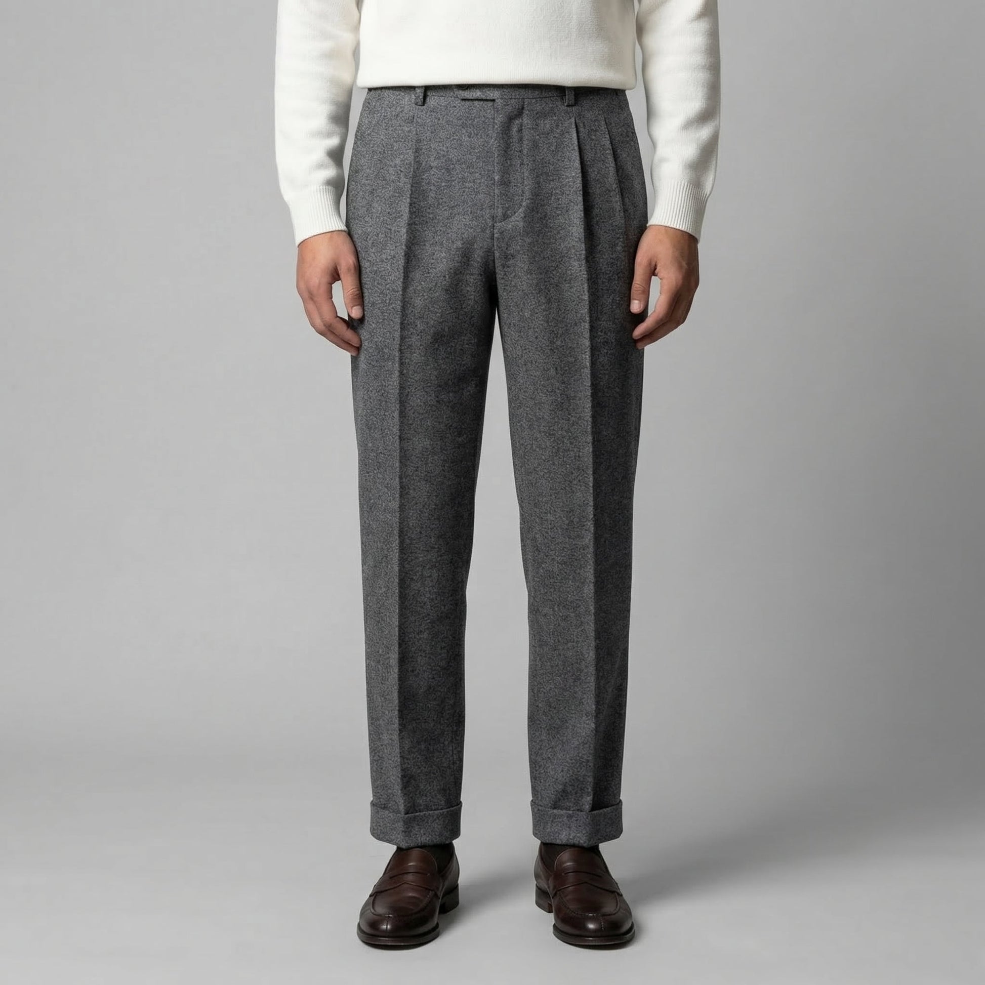 Pantaloni Uomo Eleganti con Pince e Regolatori Laterali